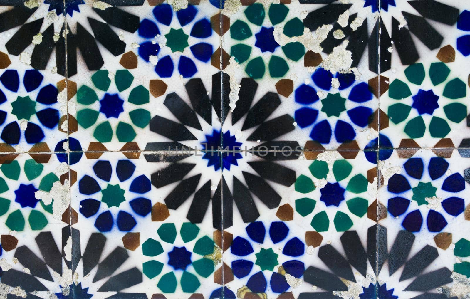 Old tiles of Portugal, detail of a classic ceramic tiles azulejo, art of Portugal