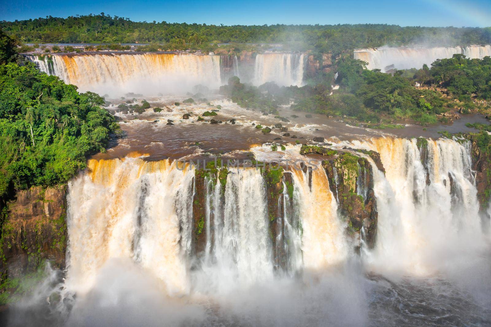 Iguazu Falls dramatic landscape, view from Argentinian side, South America