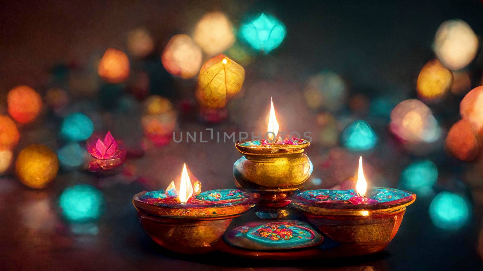 happy diwali indian festival, background with candles. by JpRamos