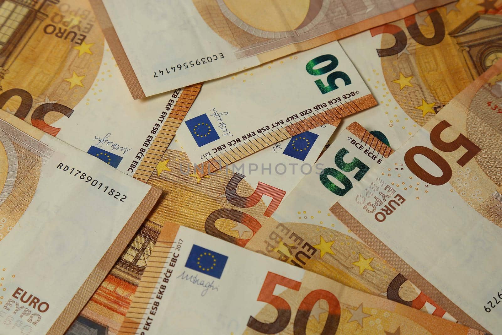 Pile of paper euro banknotes as part of the united country's payment system. Money close-up finance cash. Euro Money. euro cash background
