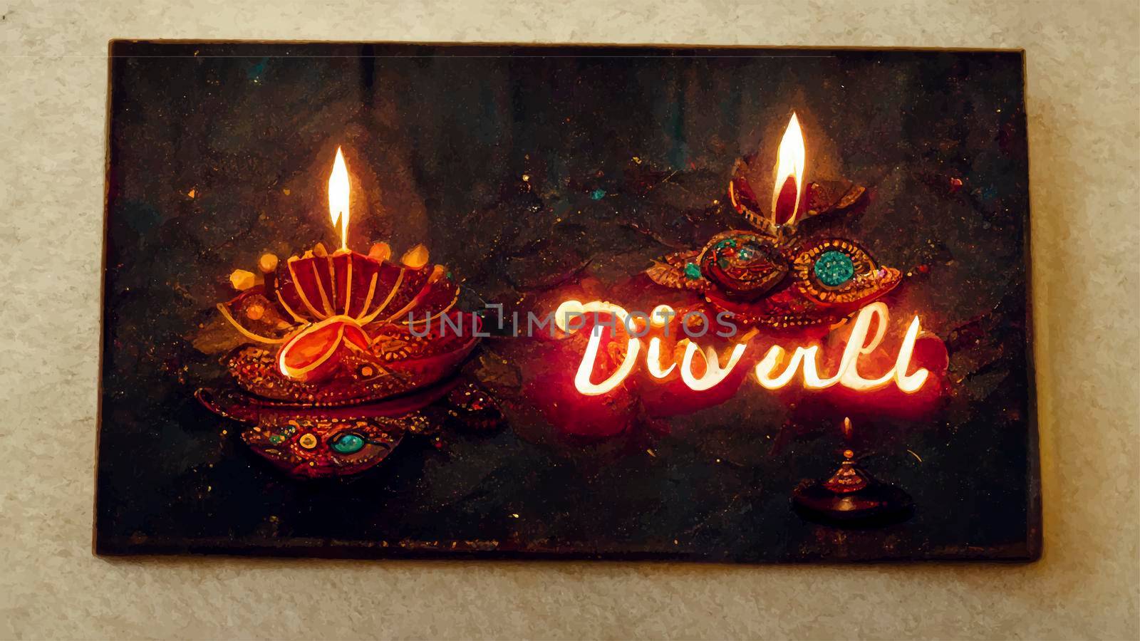 happy diwali indian festival. diwali background with candles. Diwali lanterns realistic background with candles and blurred lights.