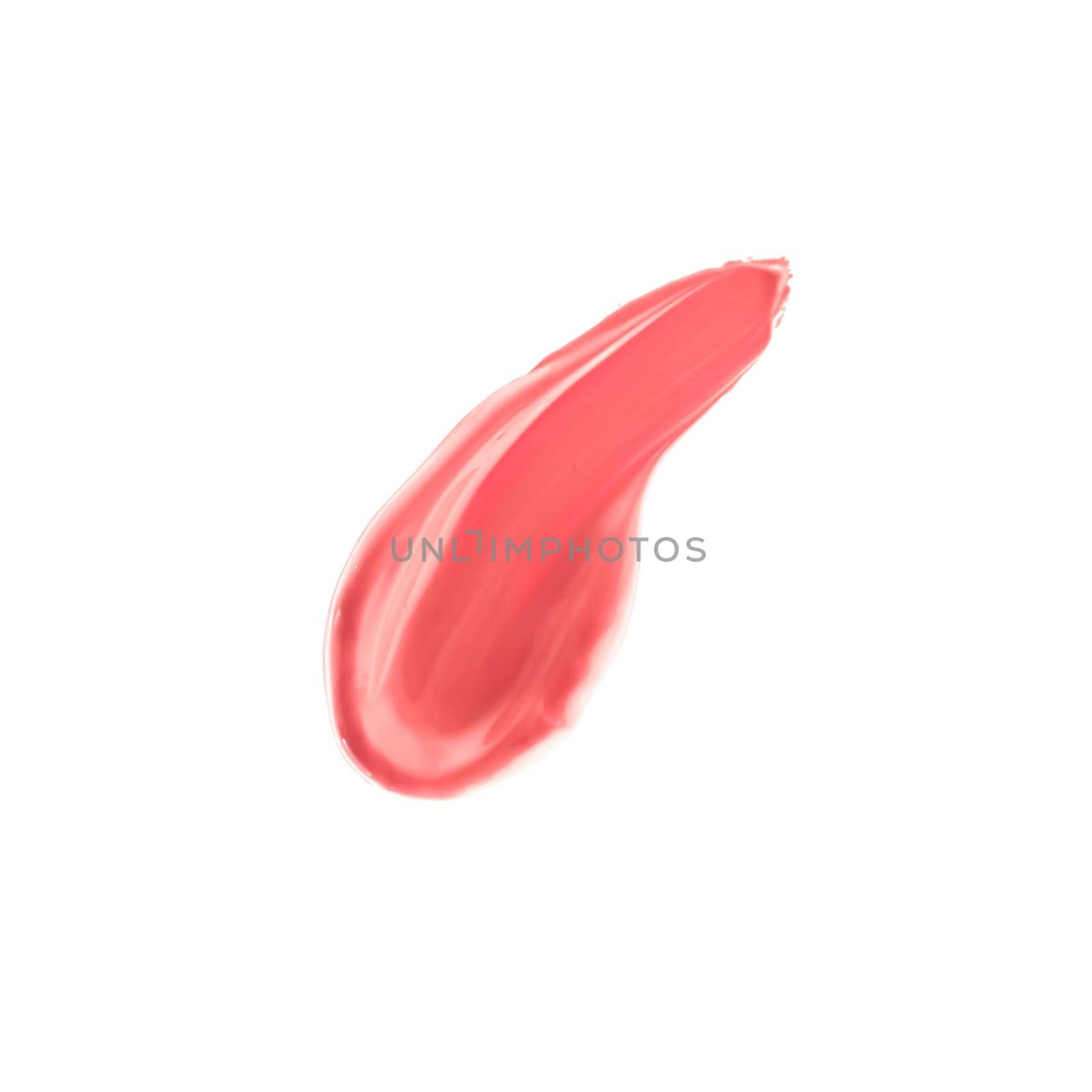 Pastel coral beauty swatch, skincare and makeup cosmetic product sample texture isolated on white background, make-up smudge, cream cosmetics smear or paint brush stroke closeup