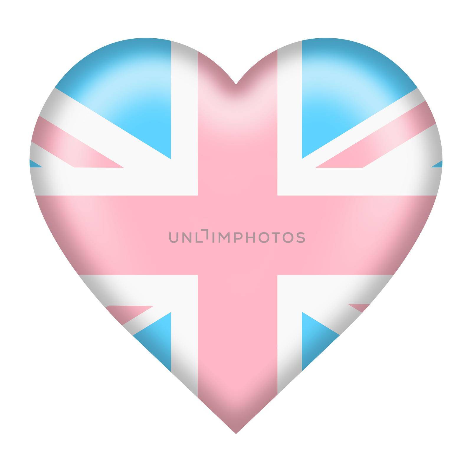 A Great Britain trans gender flag heart button