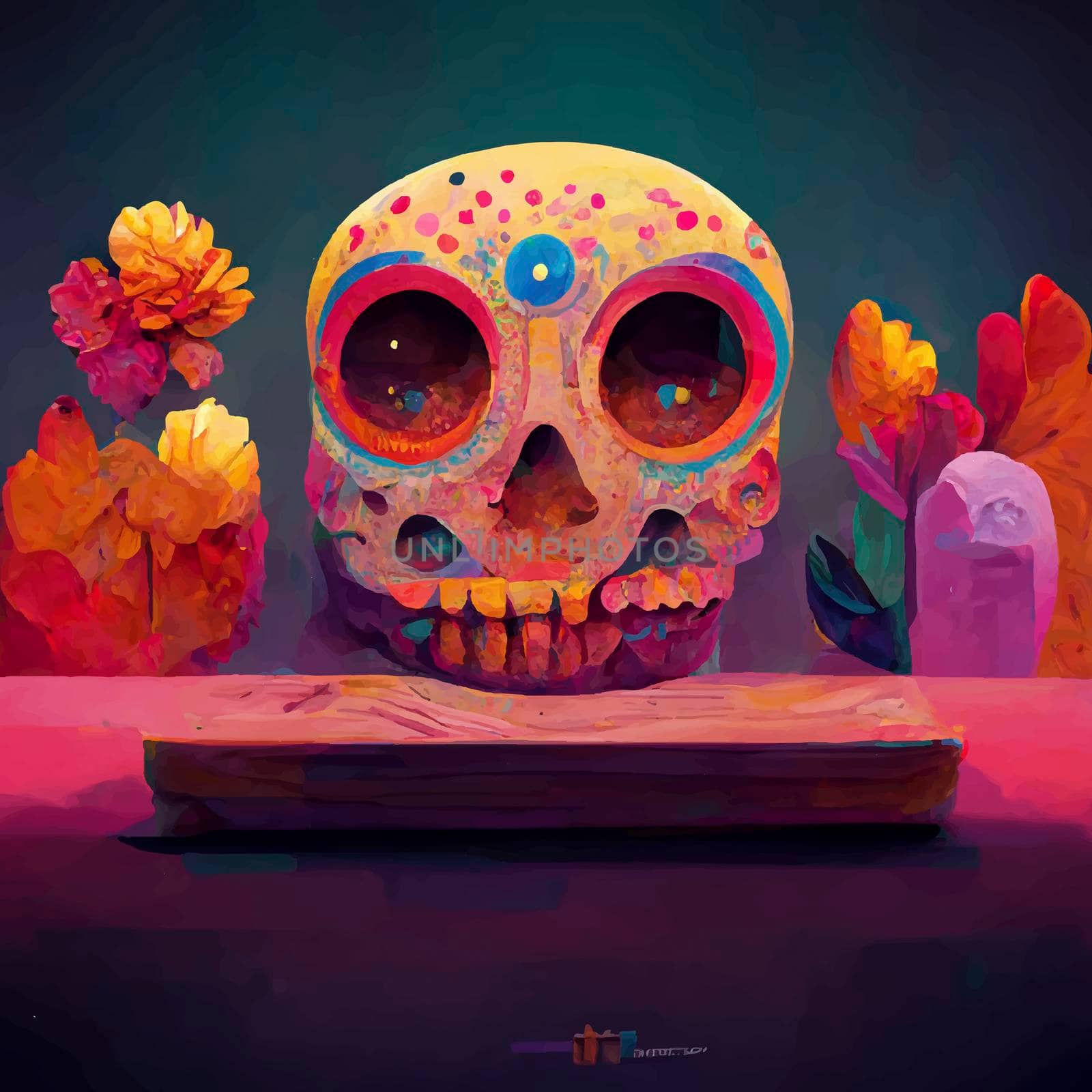 beautiful illustration of the Day of the Dead, Mexican tradition. colorful wallpaper of the day of the dead. catrin/catrina.