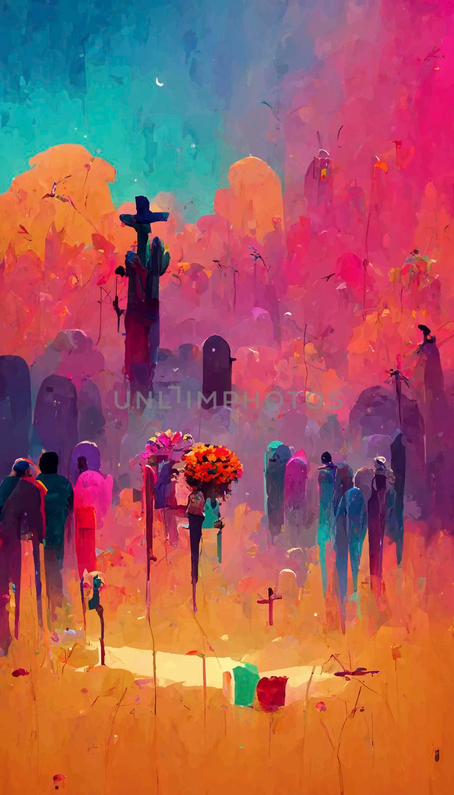 beautiful illustration of the Day of the Dead, Mexican tradition. colorful wallpaper of the day of the dead. catrin/catrina.