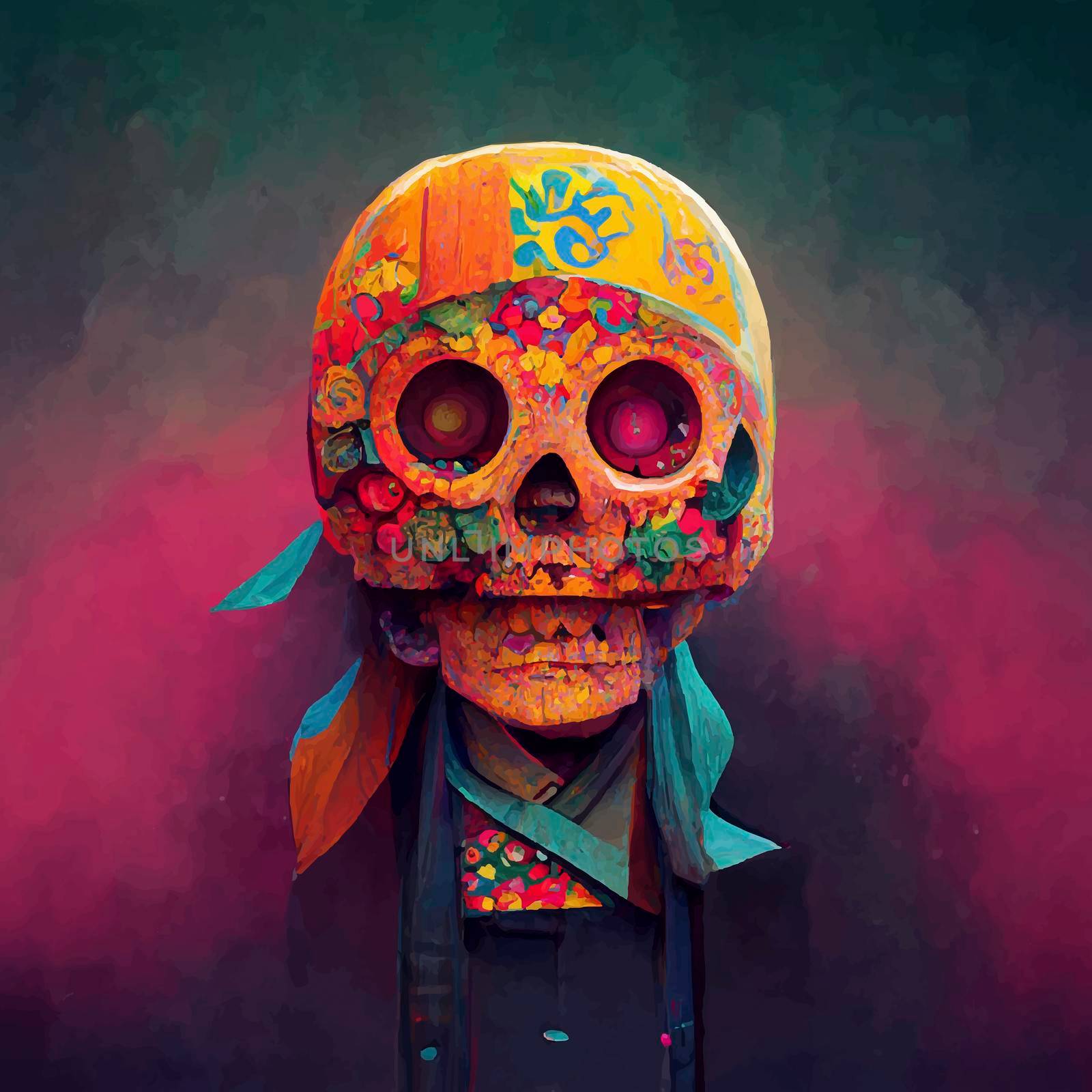 beautiful illustration of the Day of the Dead, Mexican tradition. colorful wallpaper of the day of the dead. catrin/catrina.