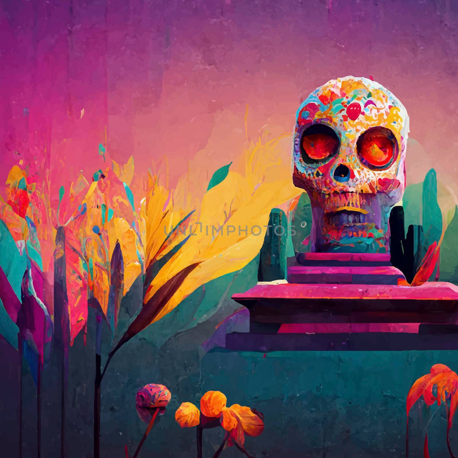 beautiful illustration of the Day of the Dead, Mexican tradition. colorful wallpaper of the day of the dead. catrin/catrina.