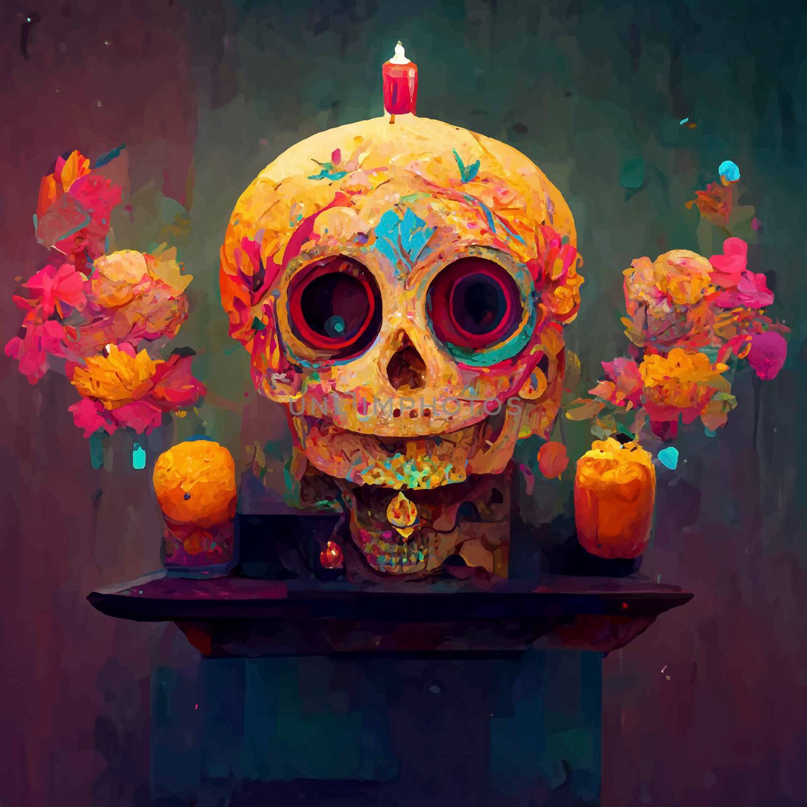 beautiful illustration of the Day of the Dead, Mexican tradition. colorful wallpaper of the day of the dead. catrin/catrina.