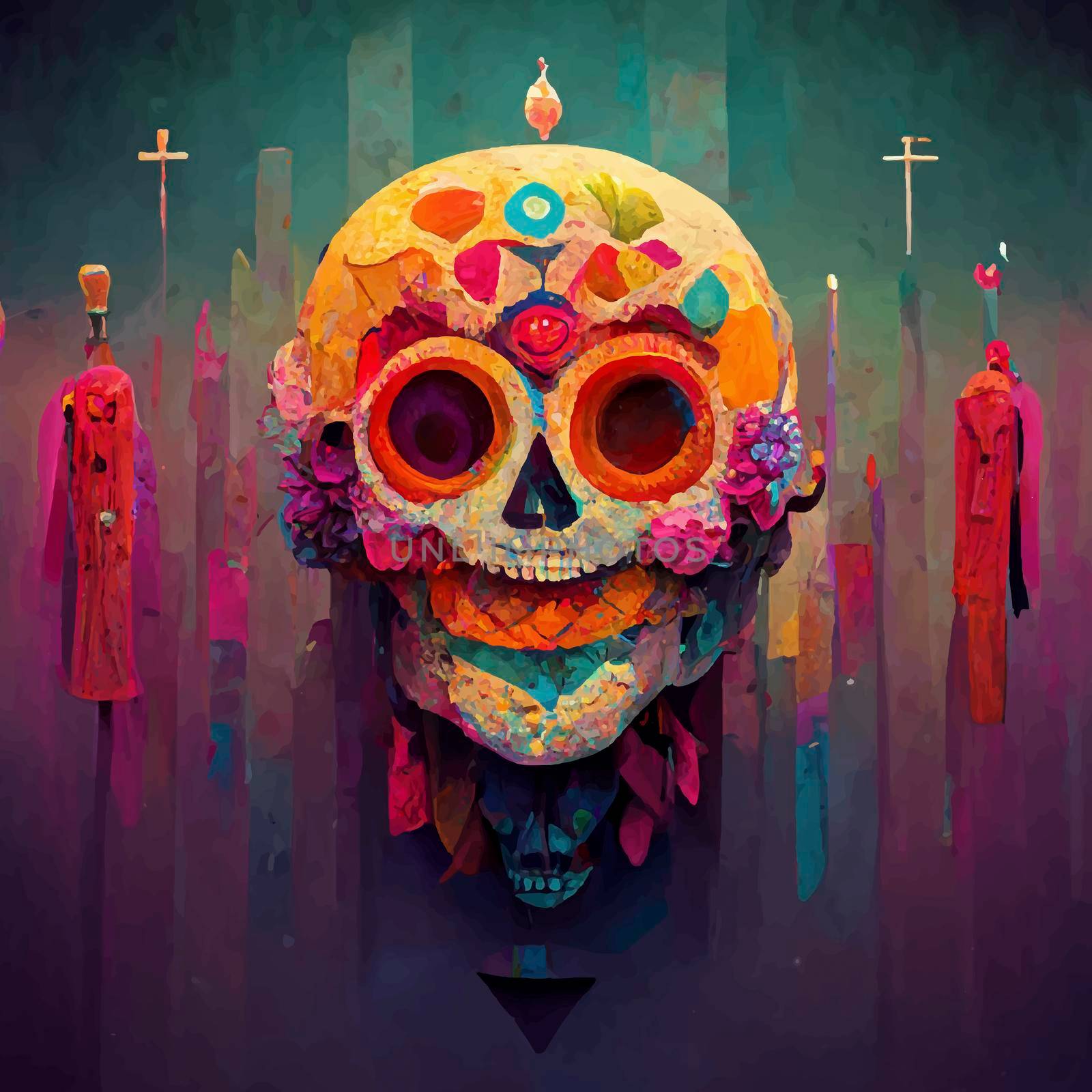 beautiful illustration of the Day of the Dead, Mexican tradition. colorful wallpaper of the day of the dead. catrin/catrina.