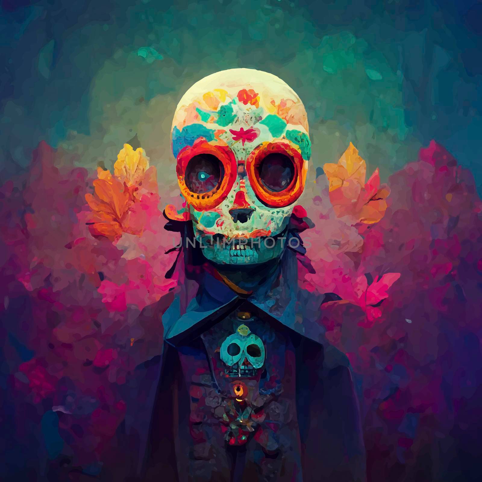 beautiful illustration of the Day of the Dead, Mexican tradition. colorful wallpaper of the day of the dead. catrin/catrina.