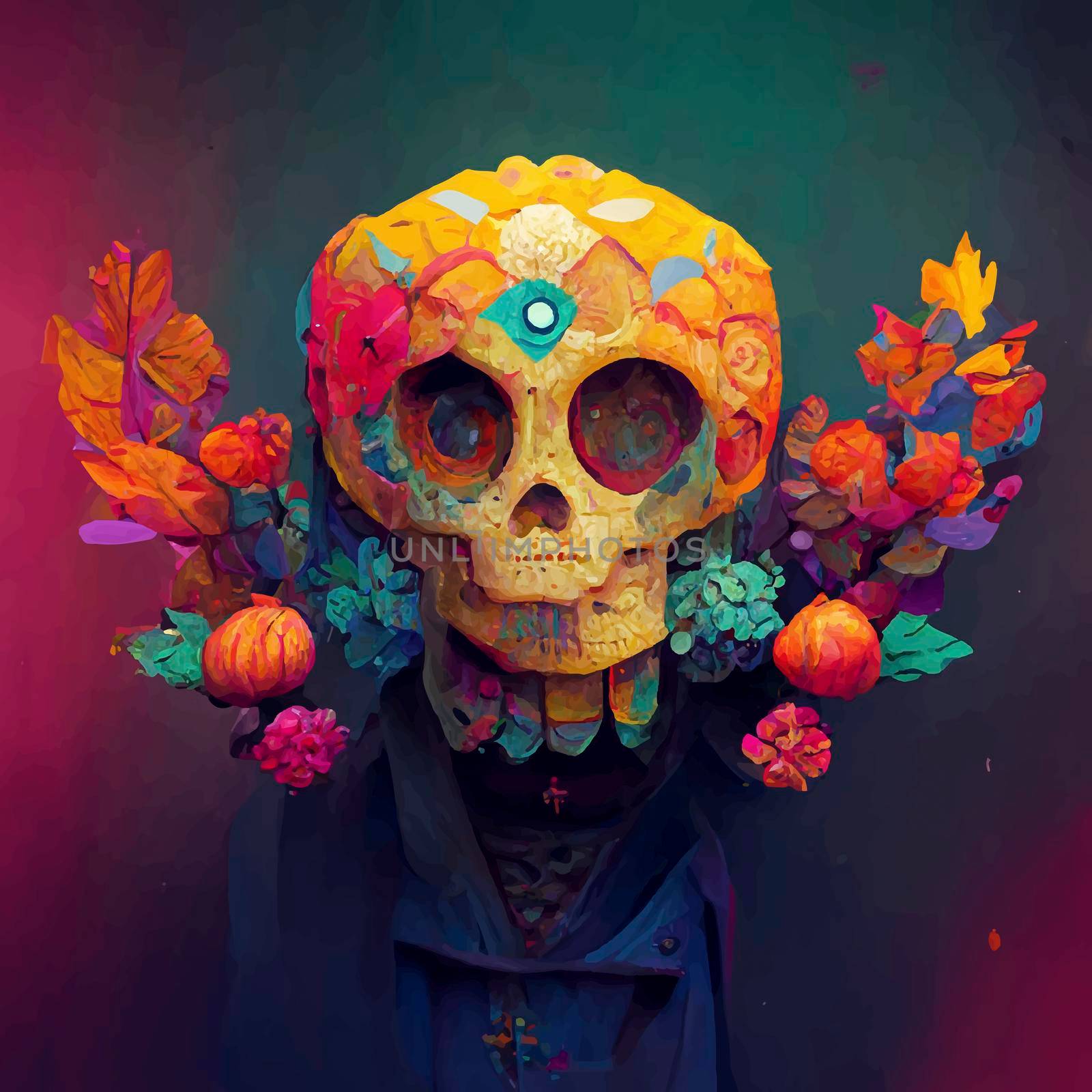 beautiful illustration of the Day of the Dead, Mexican tradition. colorful wallpaper of the day of the dead. catrin/catrina.