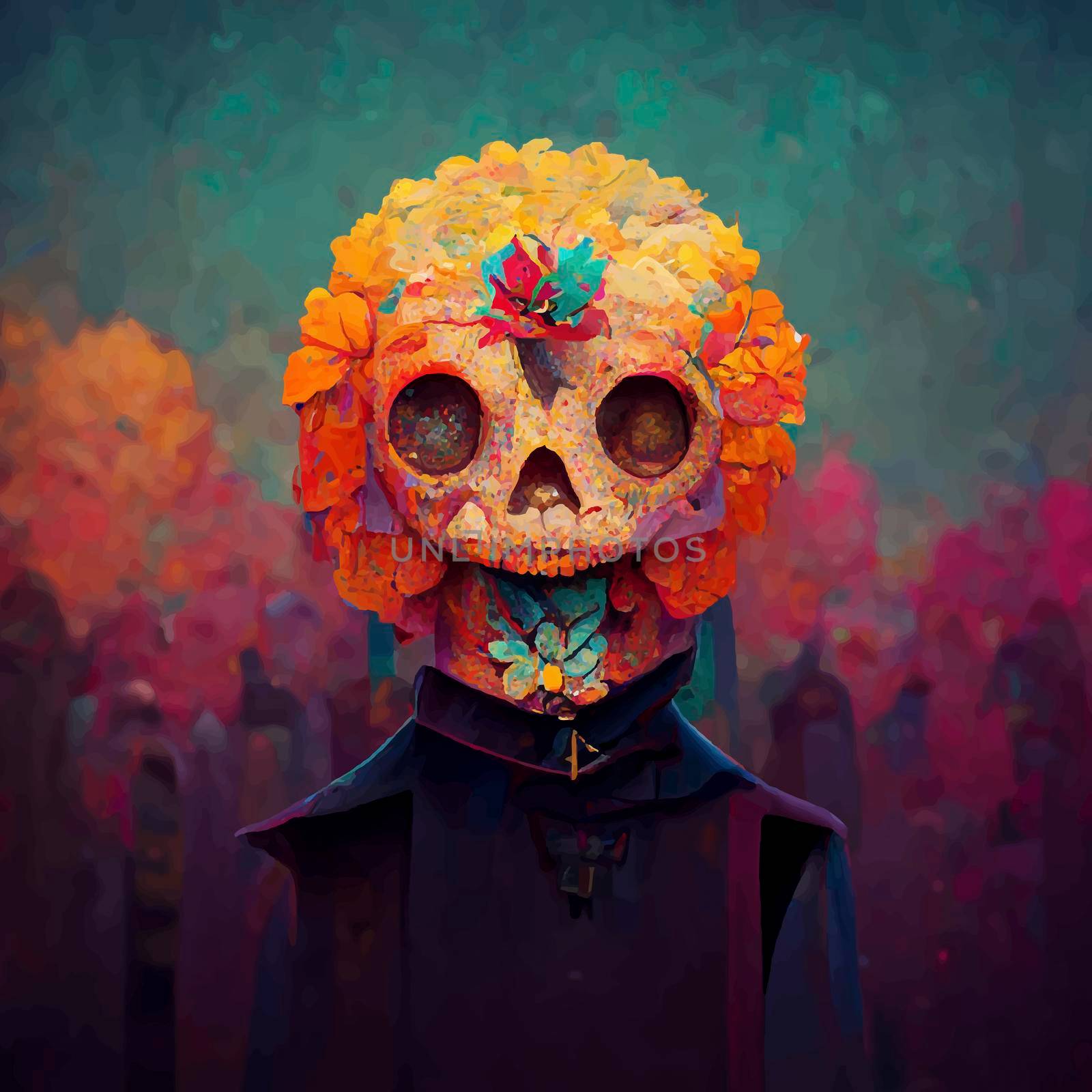 beautiful illustration of the Day of the Dead, Mexican tradition. colorful wallpaper of the day of the dead. catrin/catrina.