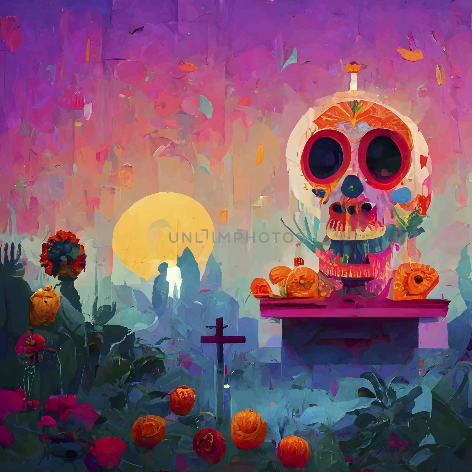 beautiful illustration of the Day of the Dead, Mexican tradition. colorful wallpaper of the day of the dead. catrin/catrina.