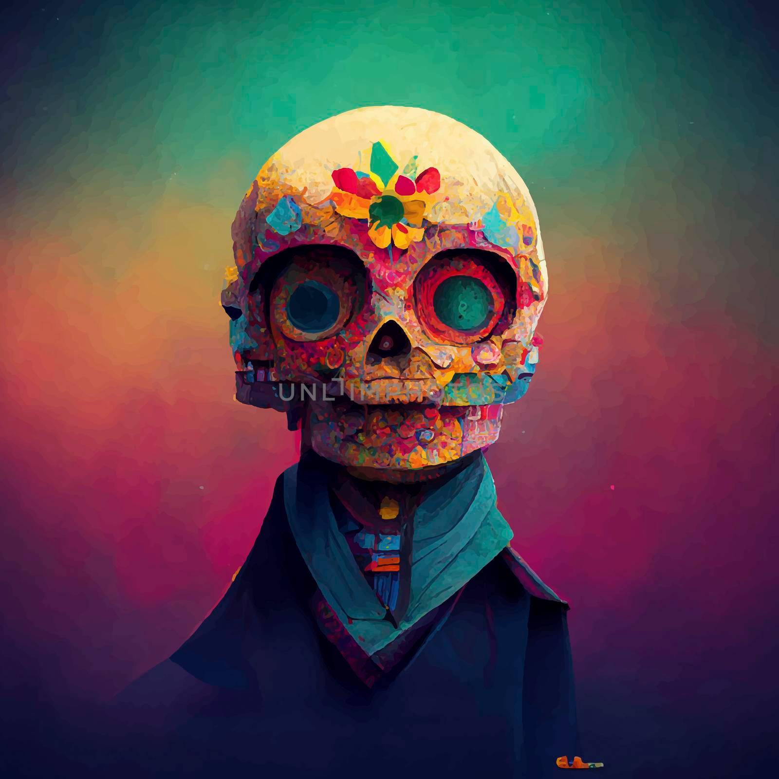 beautiful illustration of the Day of the Dead, Mexican tradition. colorful wallpaper of the day of the dead. catrin/catrina.