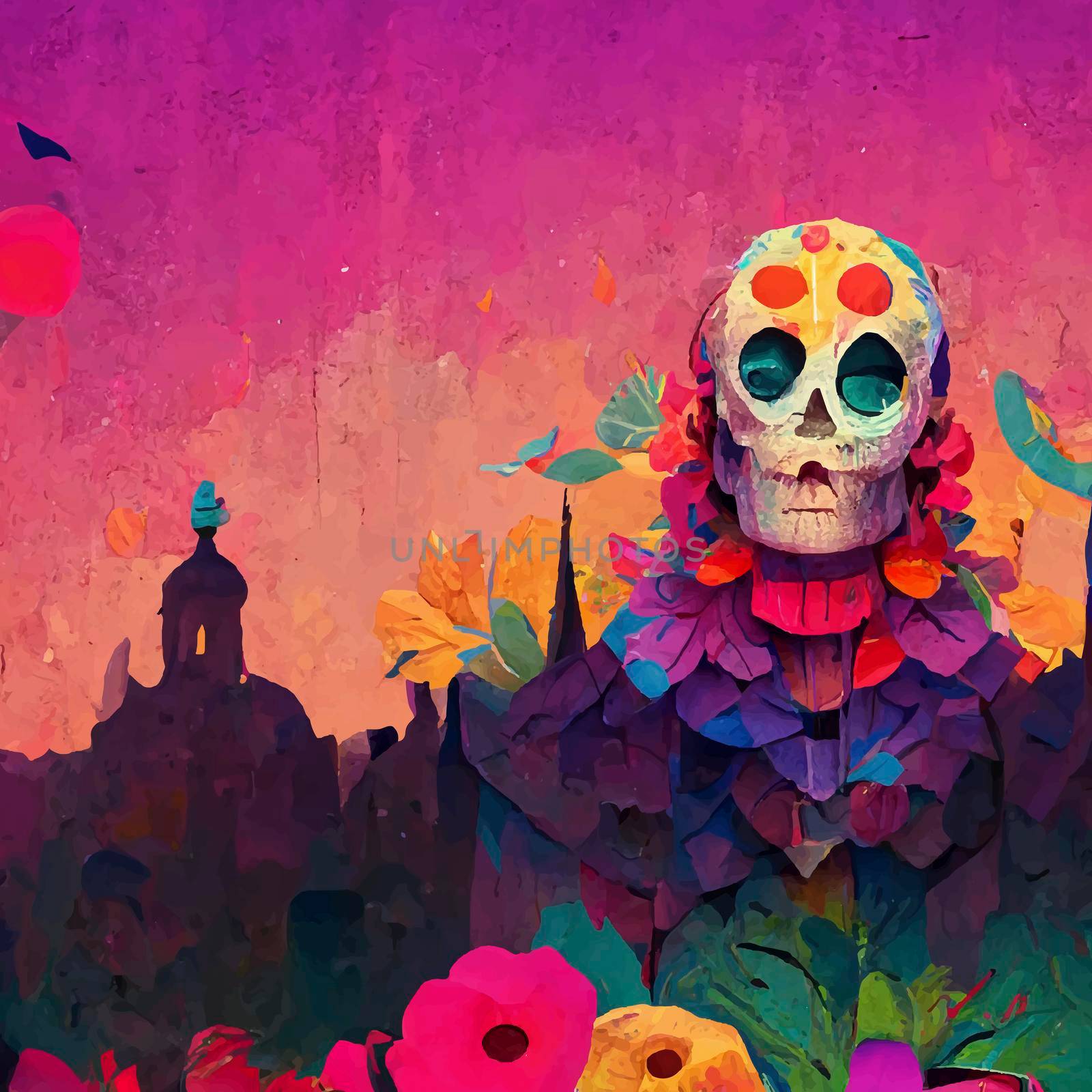 beautiful illustration of the Day of the Dead, Mexican tradition. colorful wallpaper of the day of the dead. catrin/catrina.