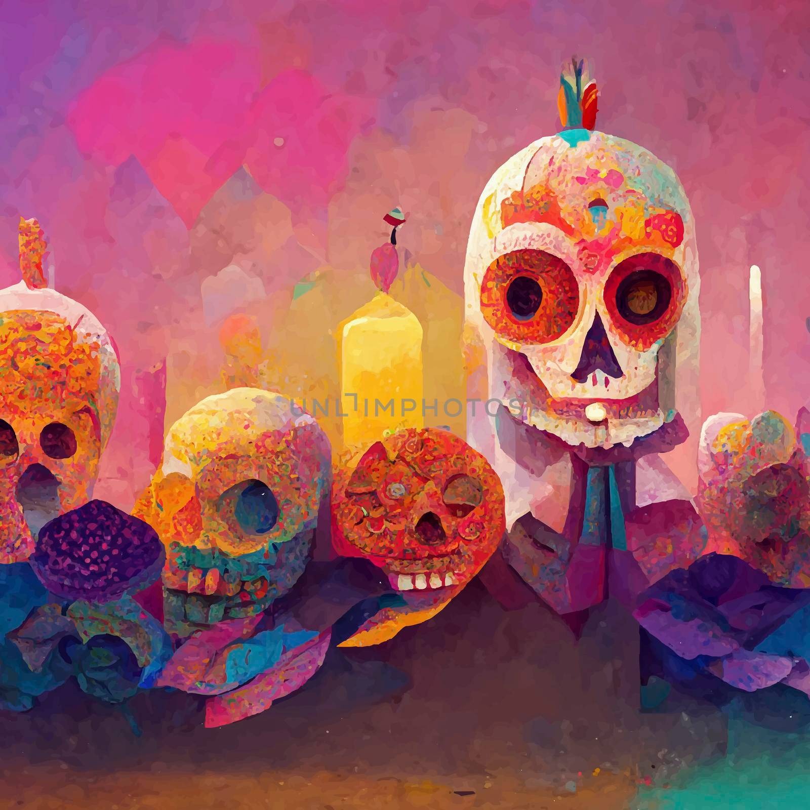 beautiful illustration of the Day of the Dead, Mexican tradition. colorful wallpaper of the day of the dead. catrin/catrina.