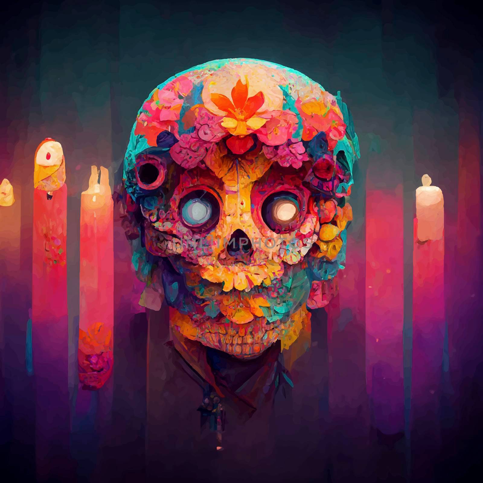 beautiful illustration of the Day of the Dead, Mexican tradition. colorful wallpaper of the day of the dead. catrin/catrina.