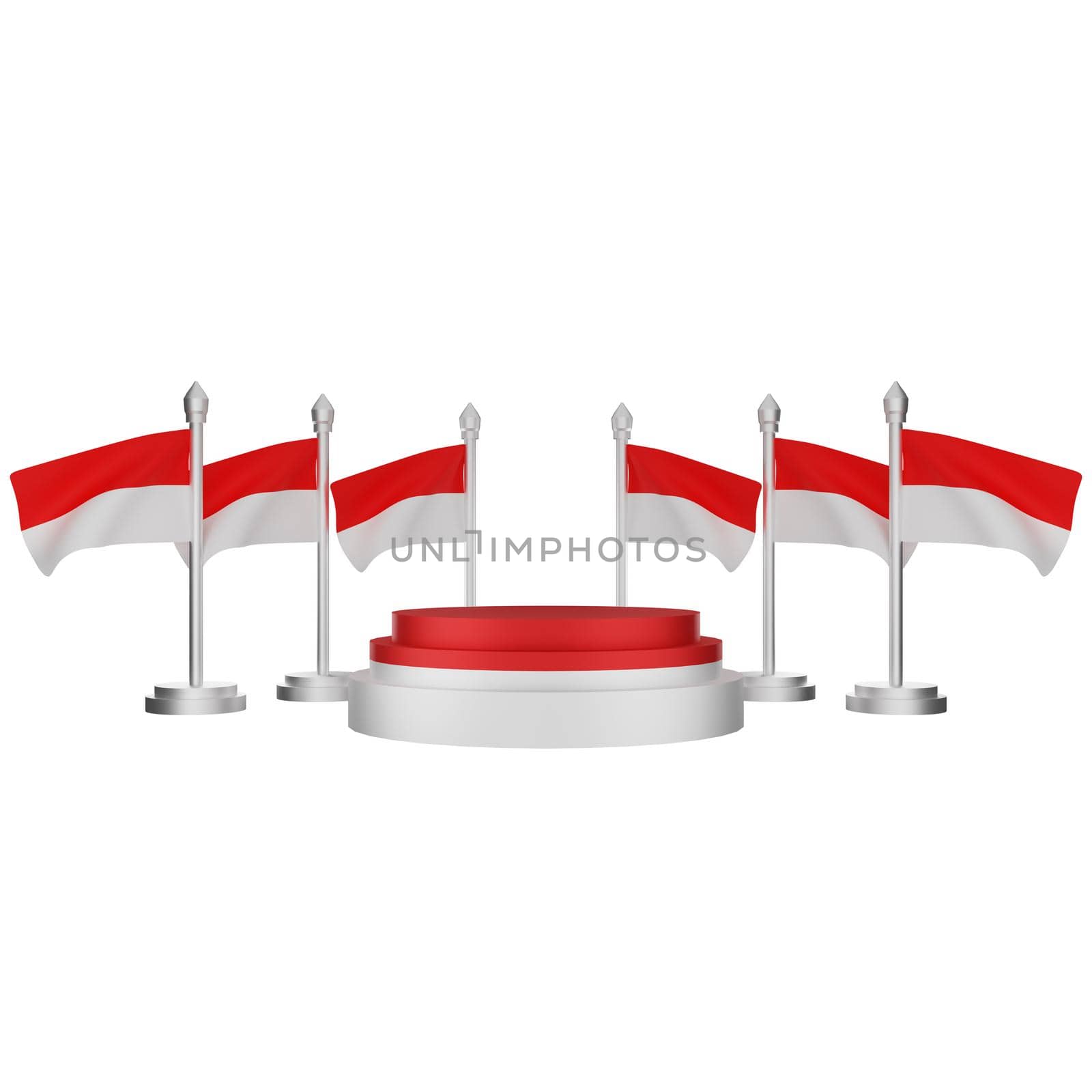 3d rendering of podium with indonesia national day concept