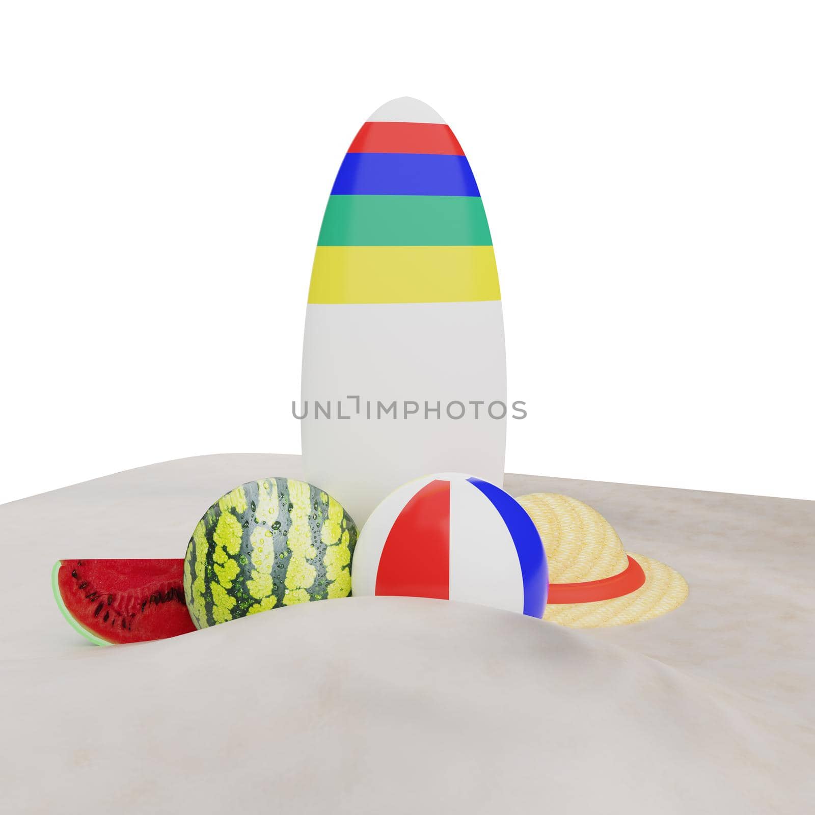 3d rendering summer concept isolated