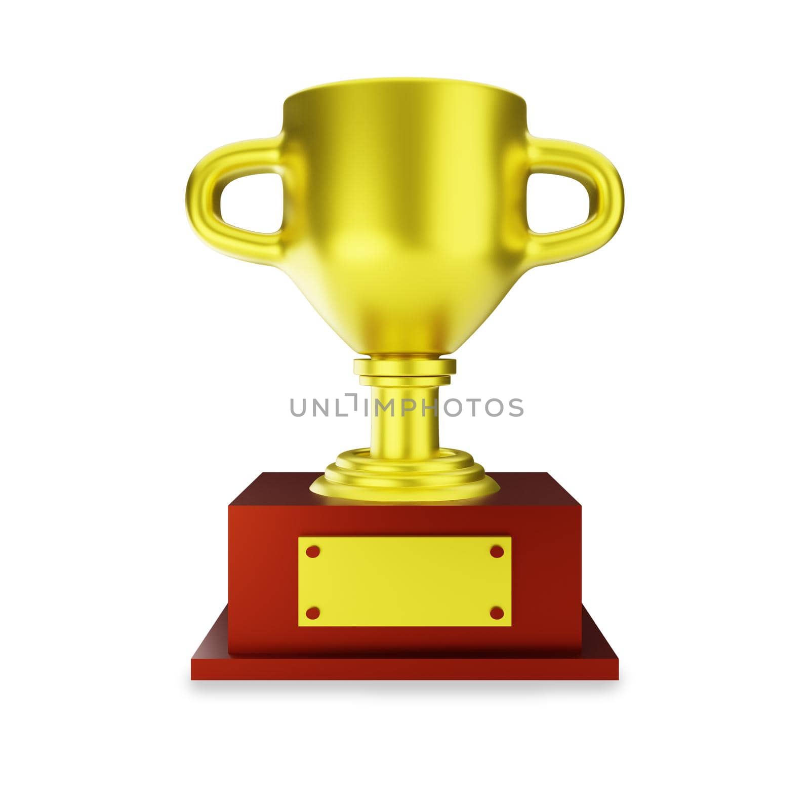 3d rendering of champion golden trophy