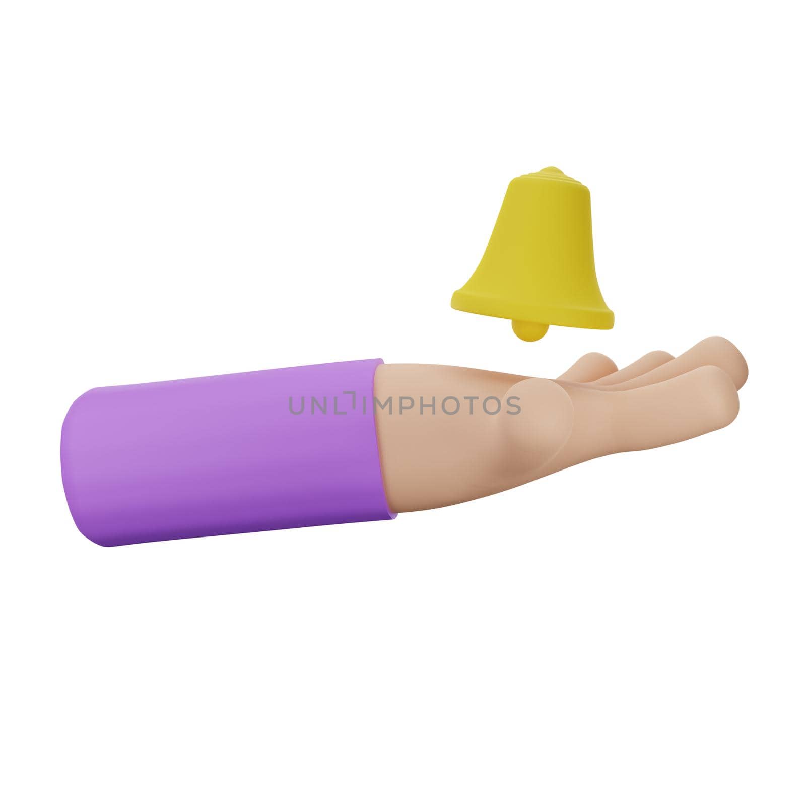 3d rendering of hands with notification bell