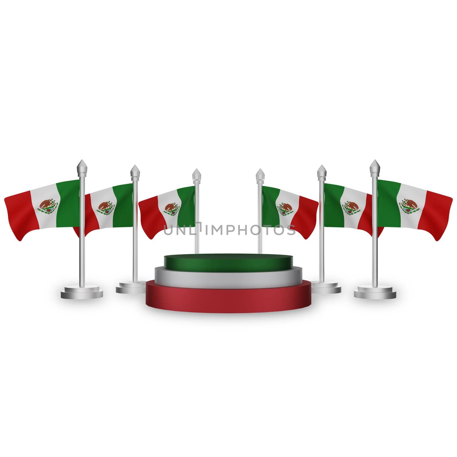 3d rendering of podium with mexico national day concept