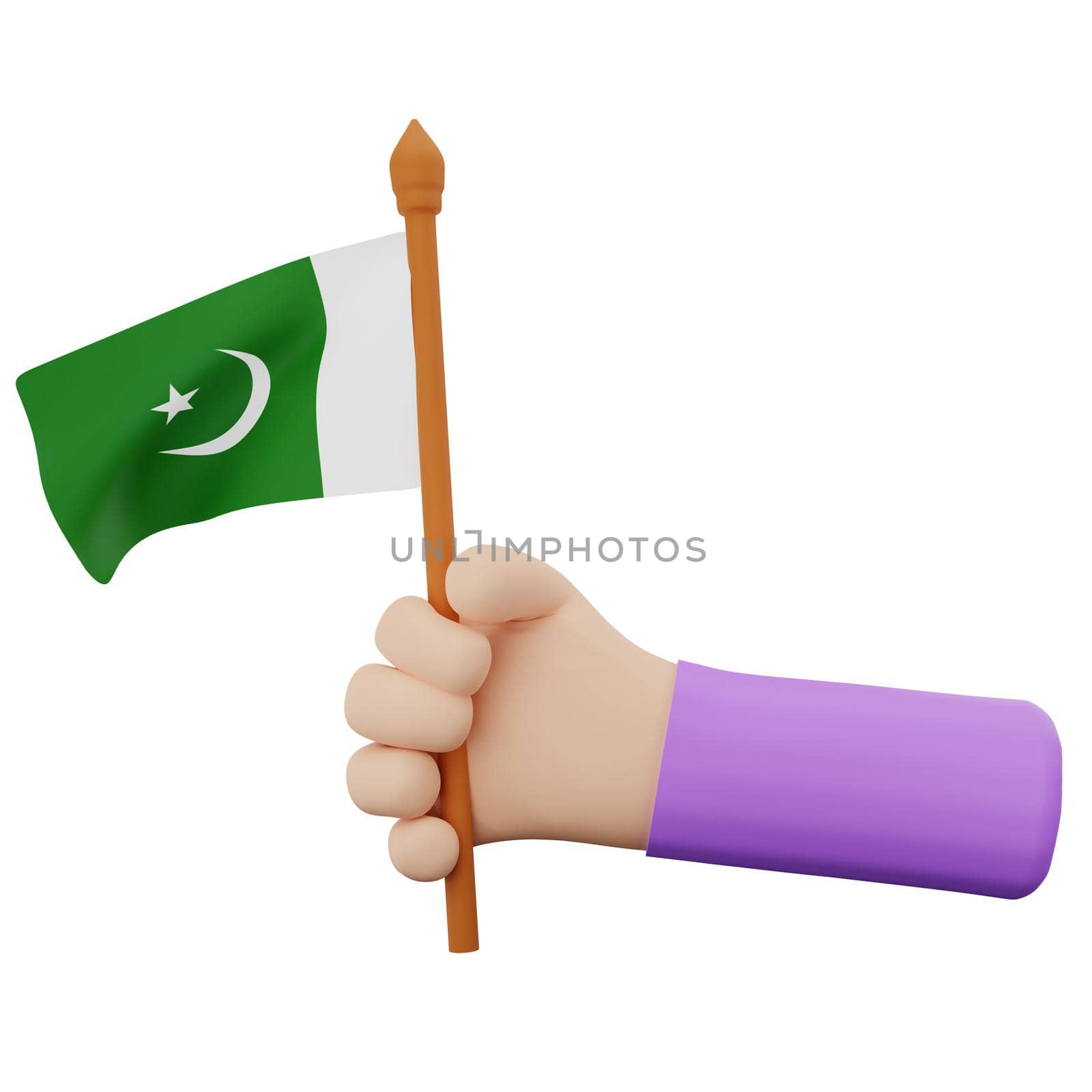 3d hand rendering with pakistan national day concept