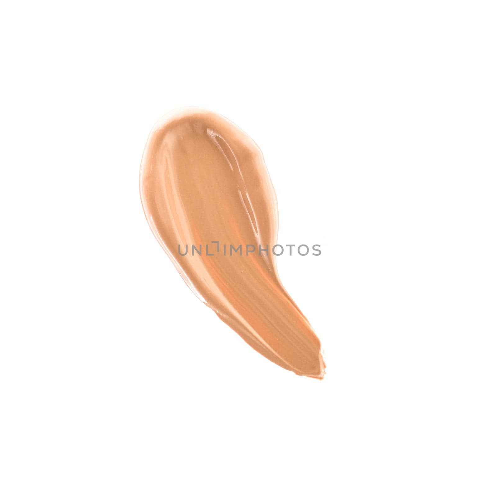 Make-up base foundation brush stroke isolated on white background, flatlay - cosmetic products, beauty texture background concept. Beige is always a good idea