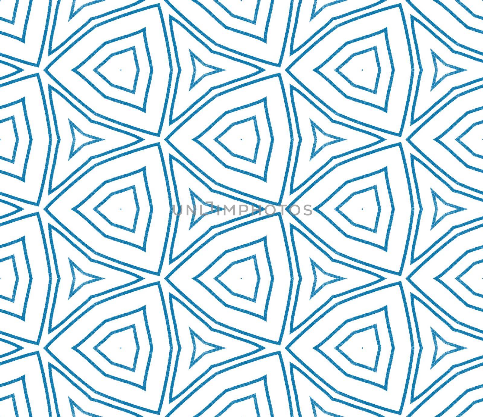 Chevron stripes design. Blue symmetrical kaleidoscope background. Geometric chevron stripes pattern. Textile ready extraordinary print, swimwear fabric, wallpaper, wrapping.