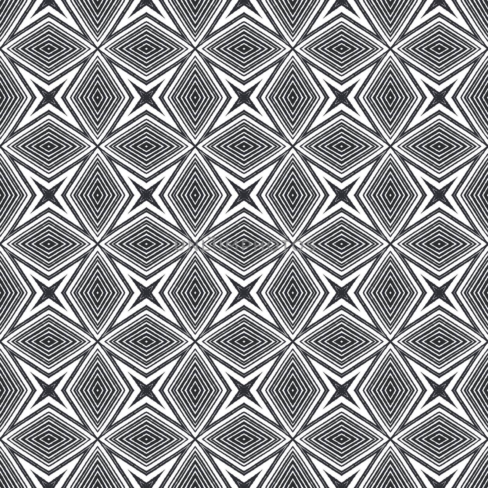 Arabesque hand drawn pattern. Black symmetrical kaleidoscope background. Textile ready symmetrical print, swimwear fabric, wallpaper, wrapping. Oriental arabesque hand drawn design.