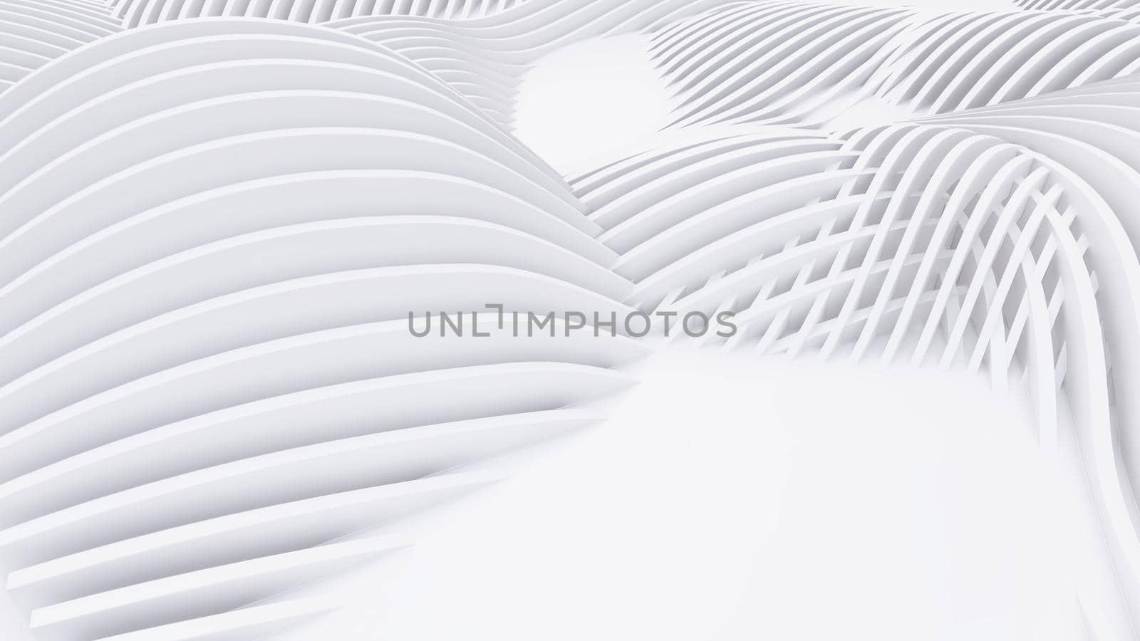 Abstract Curved Shapes. White Circular Background. Abstract background. 3d illustration