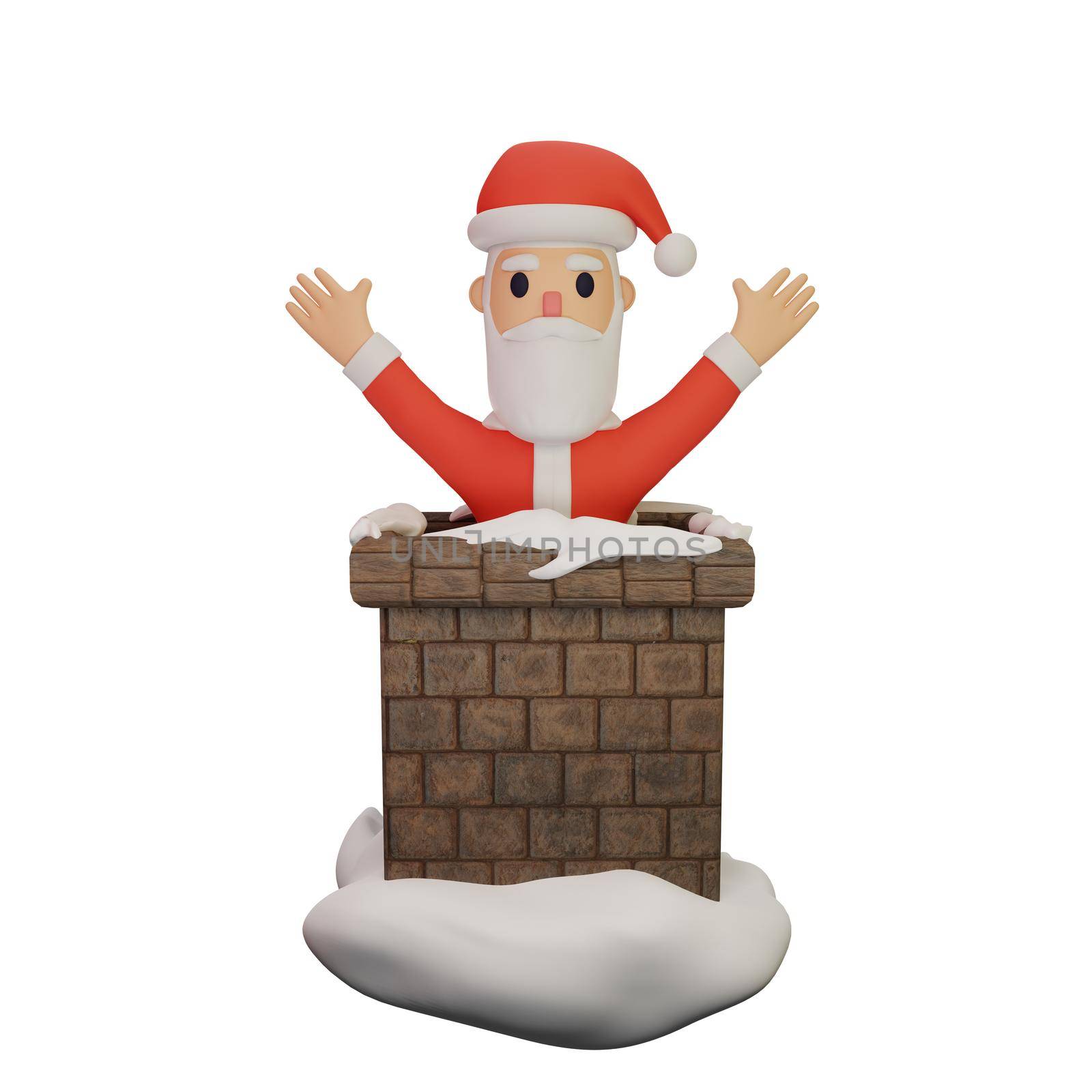 3d rendering of santa character with christmas and new year concept