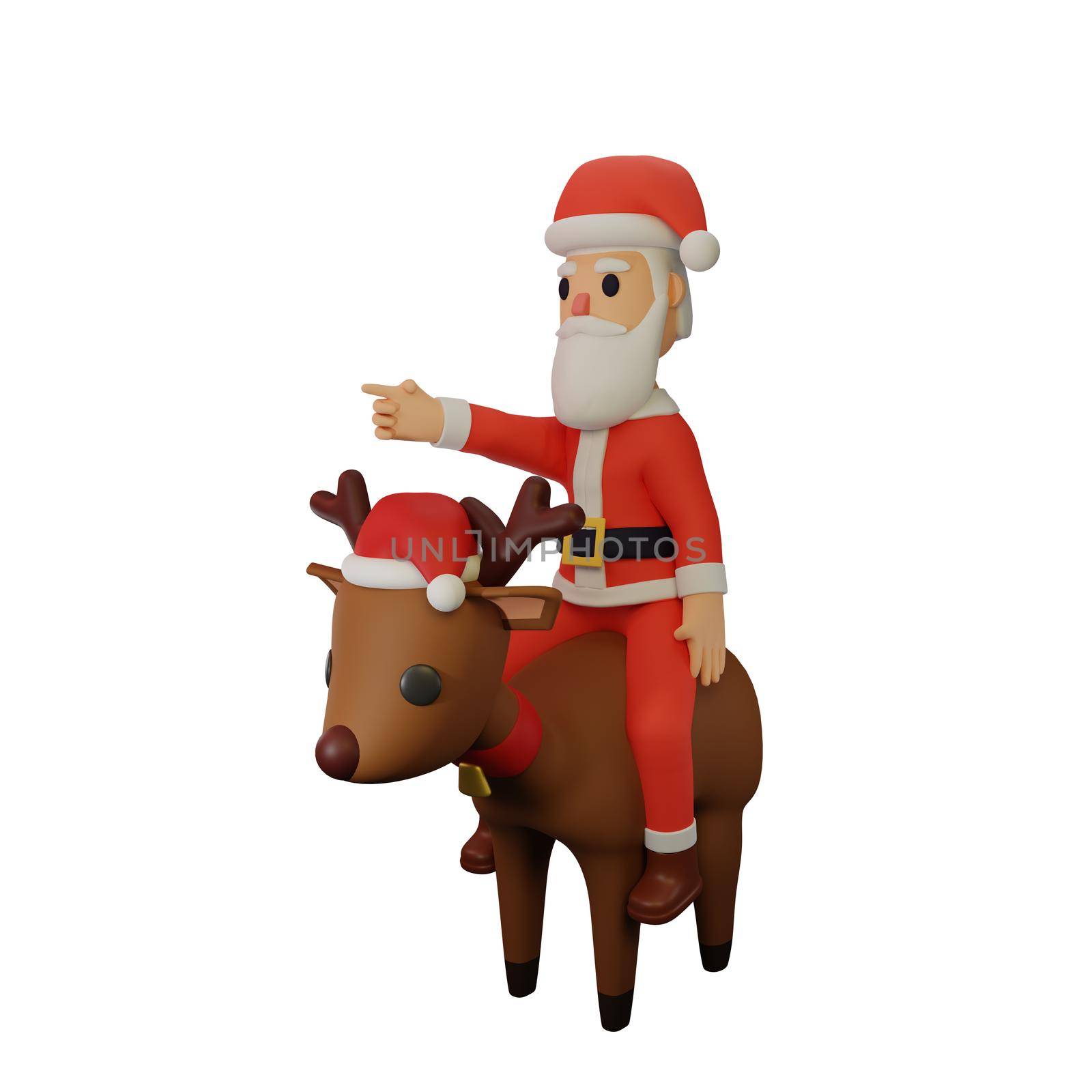 3d rendering of santa character with christmas and new year concept