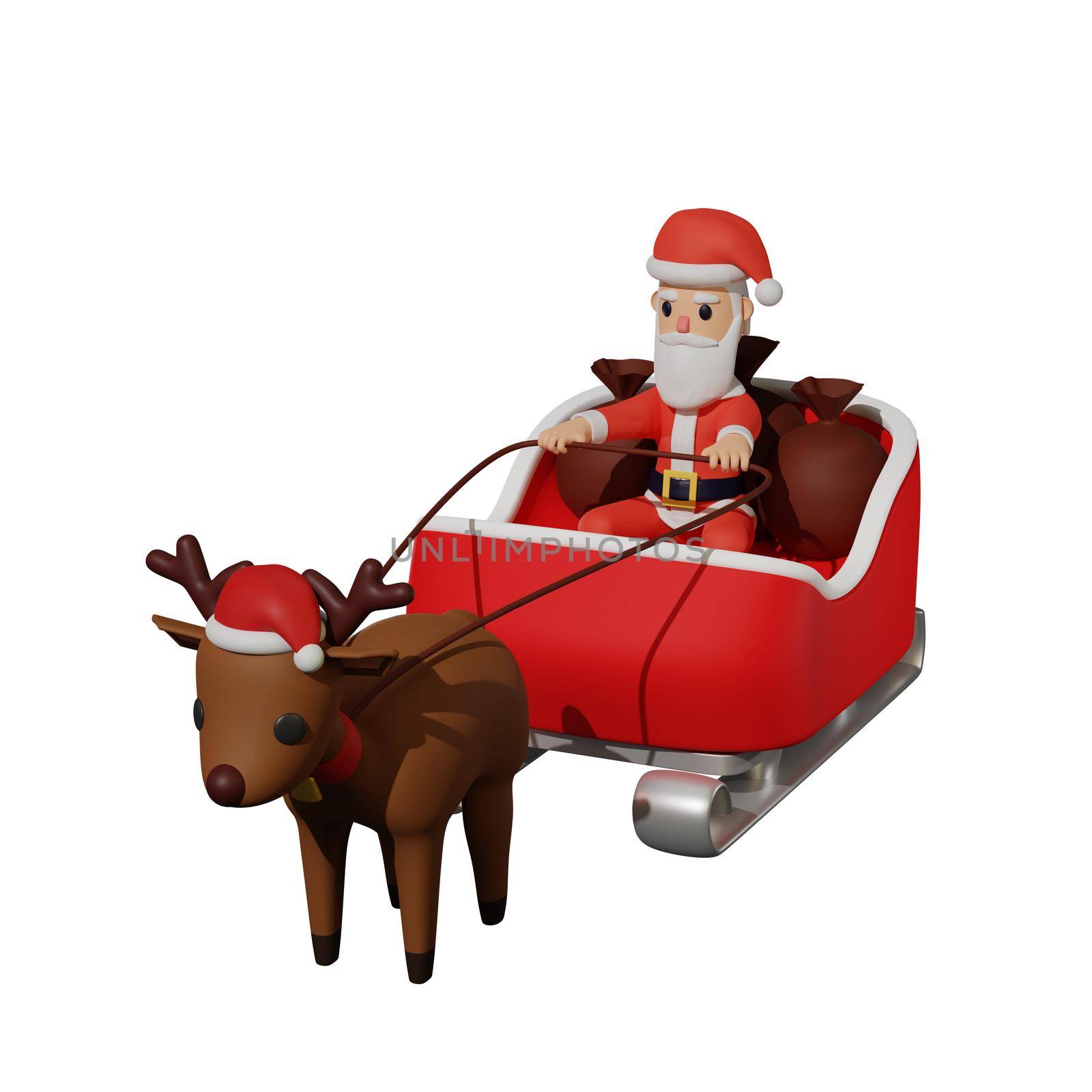 3d rendering of santa character with christmas and new year concept