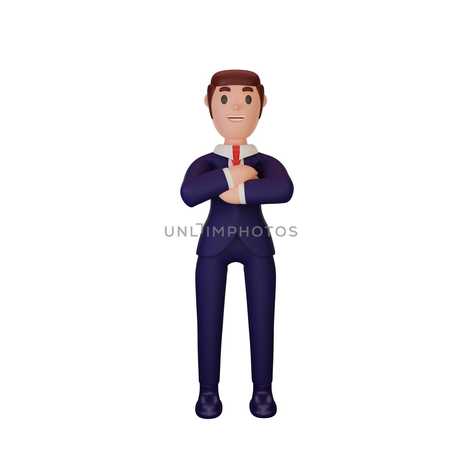 3d rendering of character with business concept