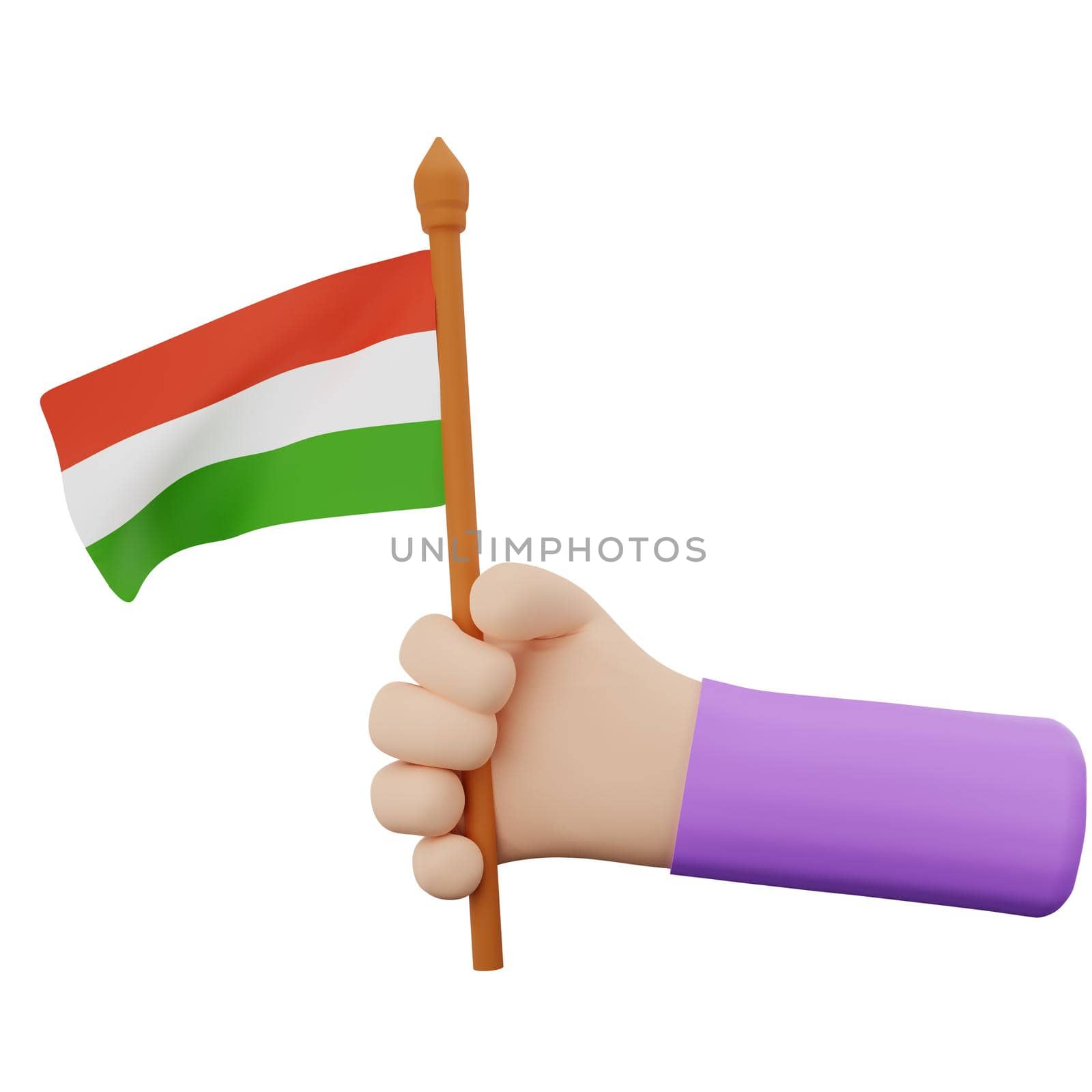 3d rendering hand with hungary national day concept