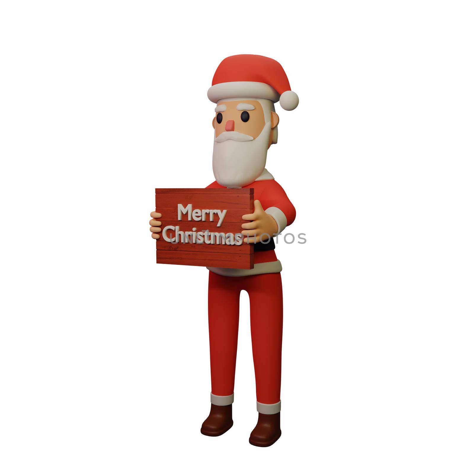 3d rendering of santa character with christmas and new year concept