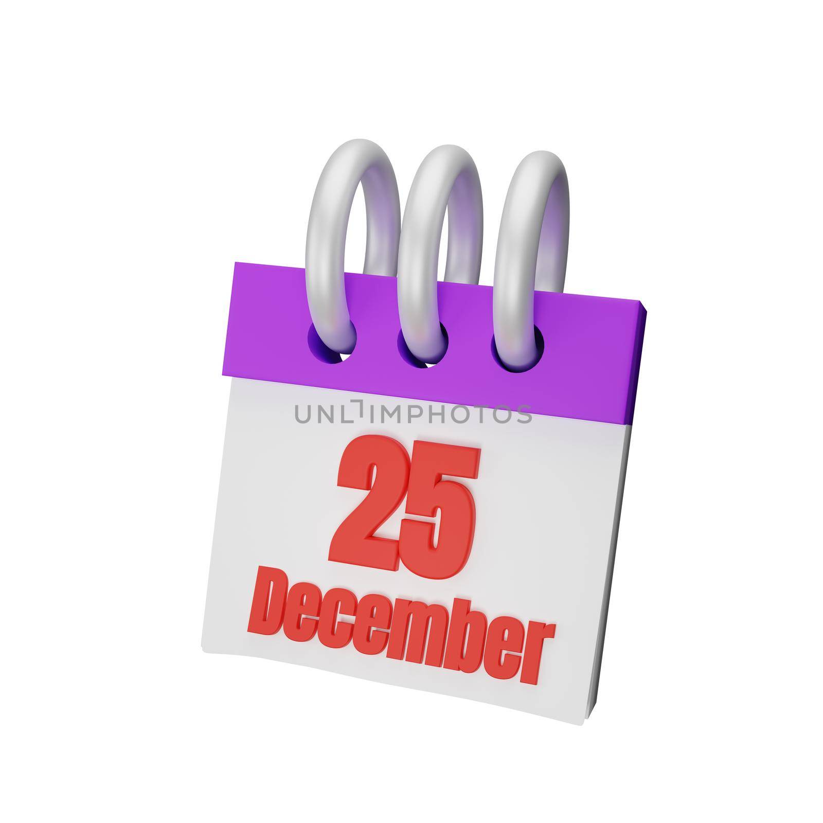 3d rendering of christmas date calendar