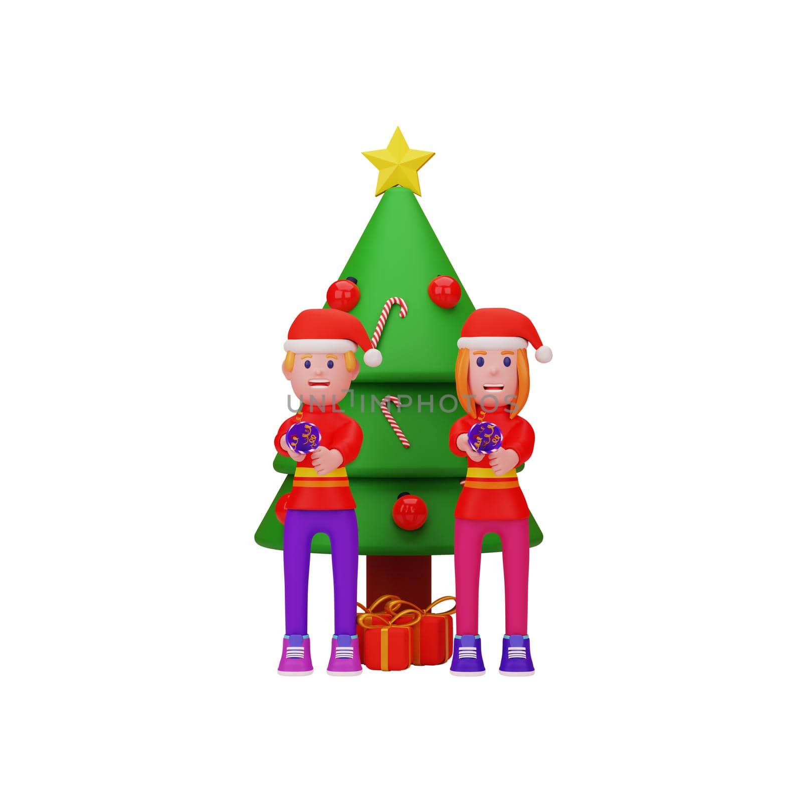 3d rendering with merry christmas and new year concept