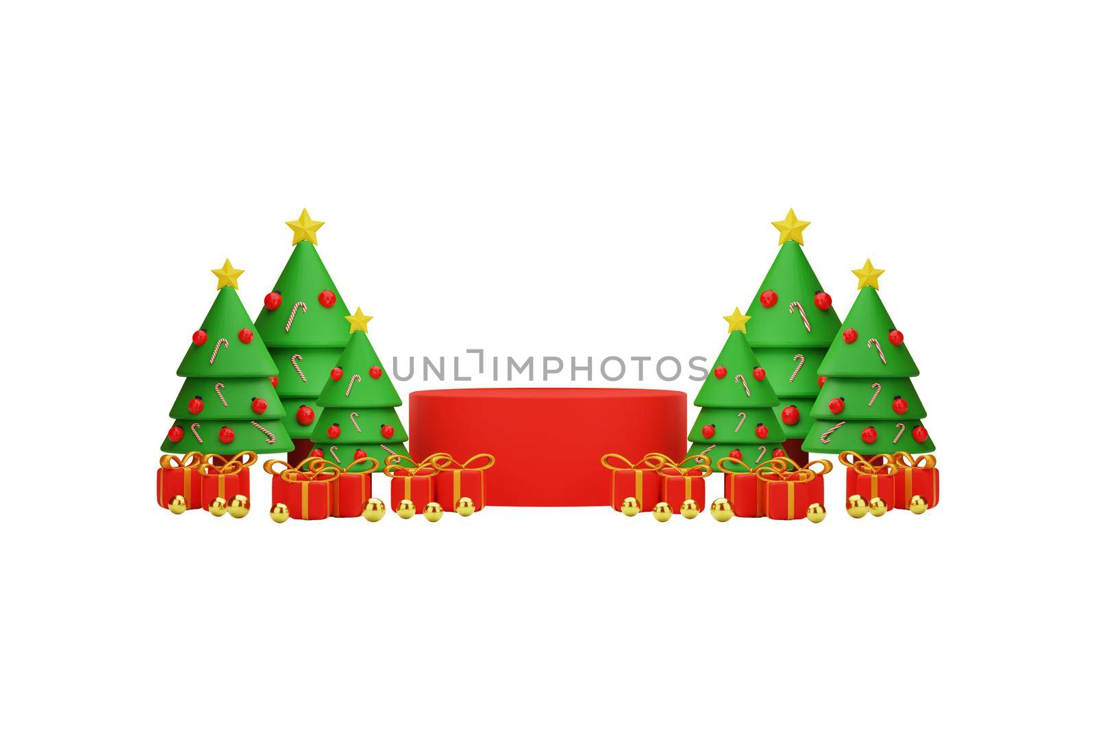 3d rendering podium sale with merry christmas and new year concept