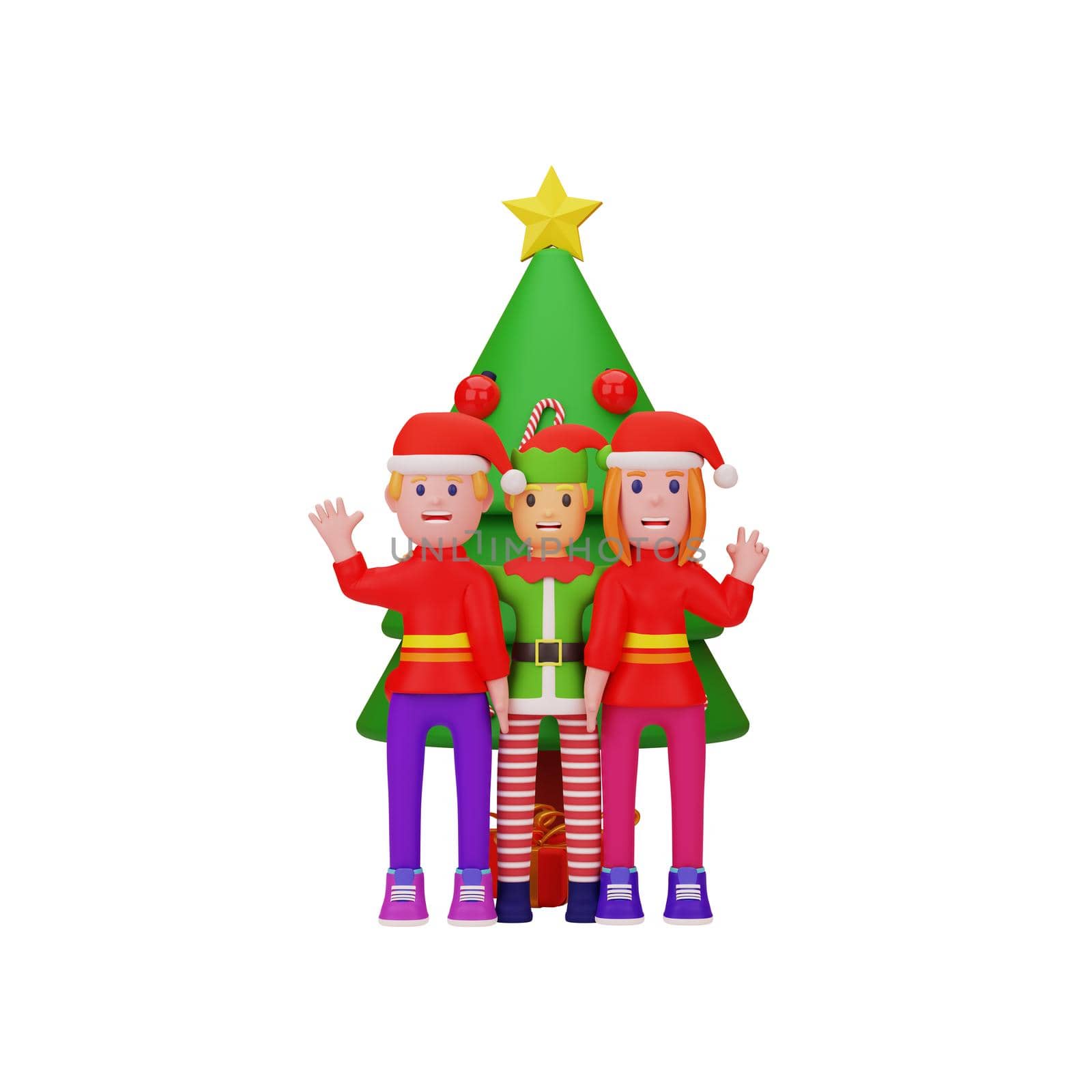 3d rendering with merry christmas and new year concept