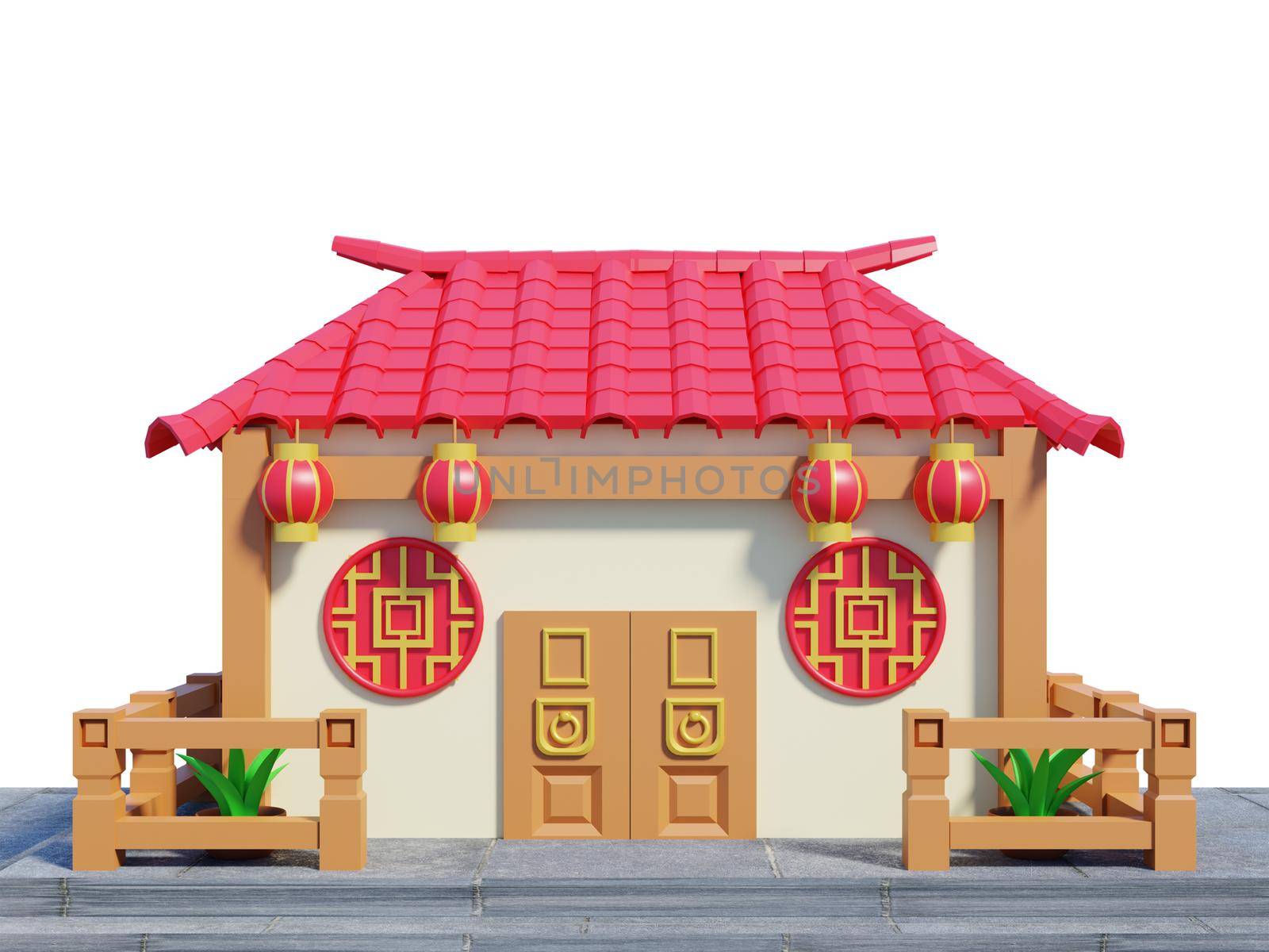 3d rendering of temple chinese new year concept