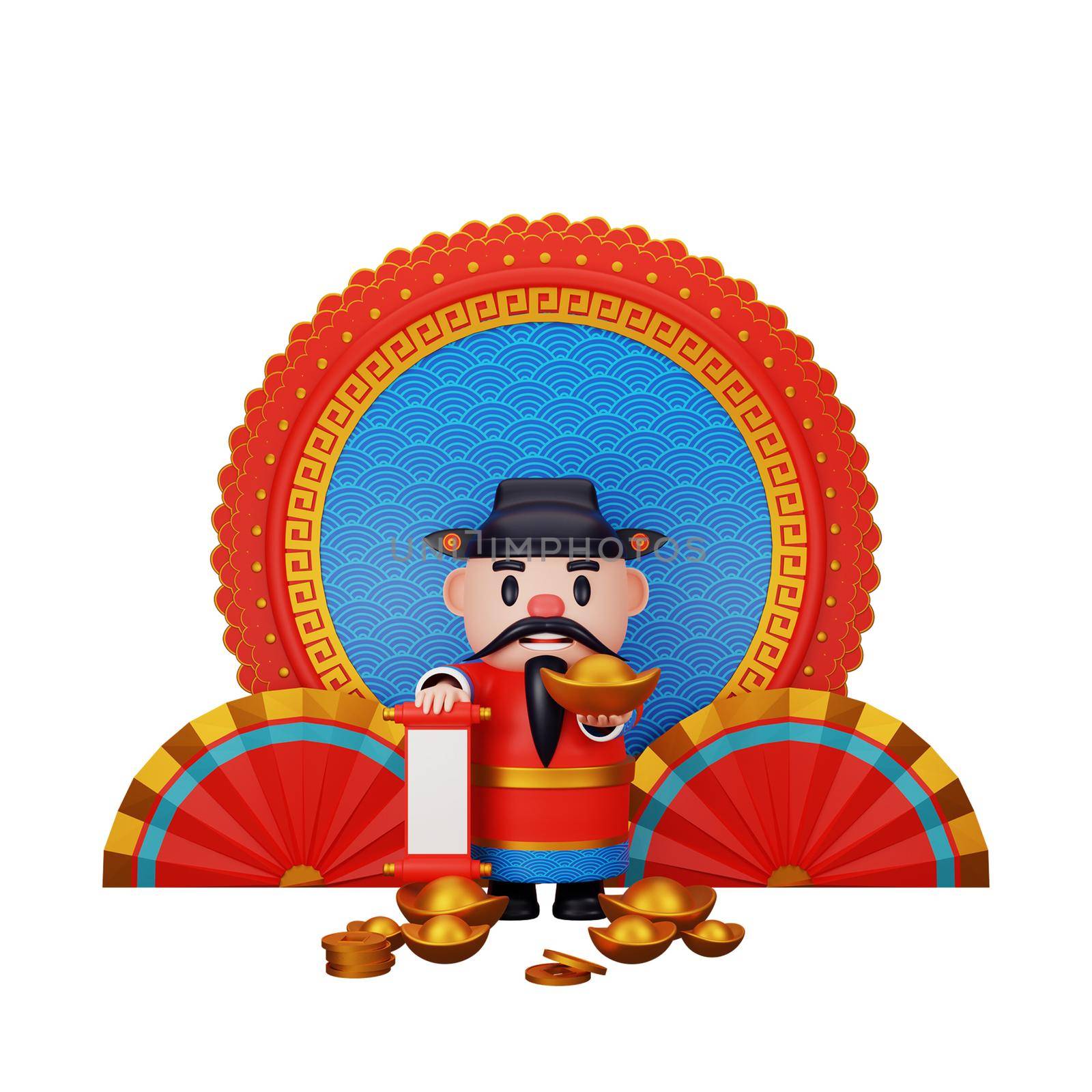 3d rendering of god of wealth chinese new year concept