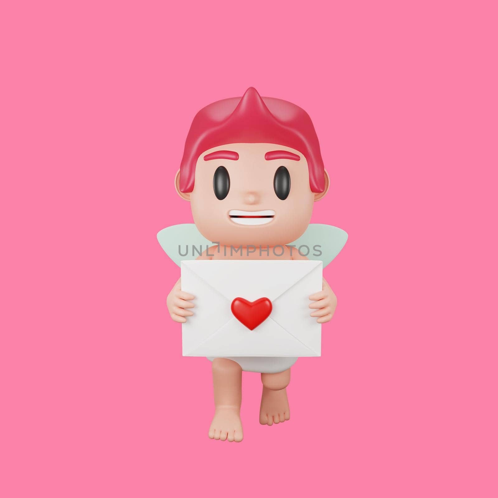 3d rendering of cupid character valentine's day concept