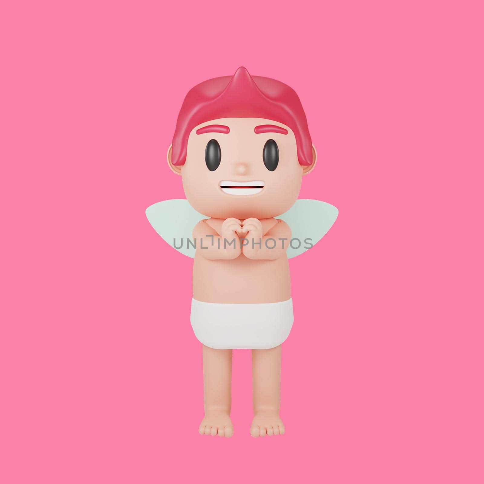 3d rendering of cupid character valentine's day concept