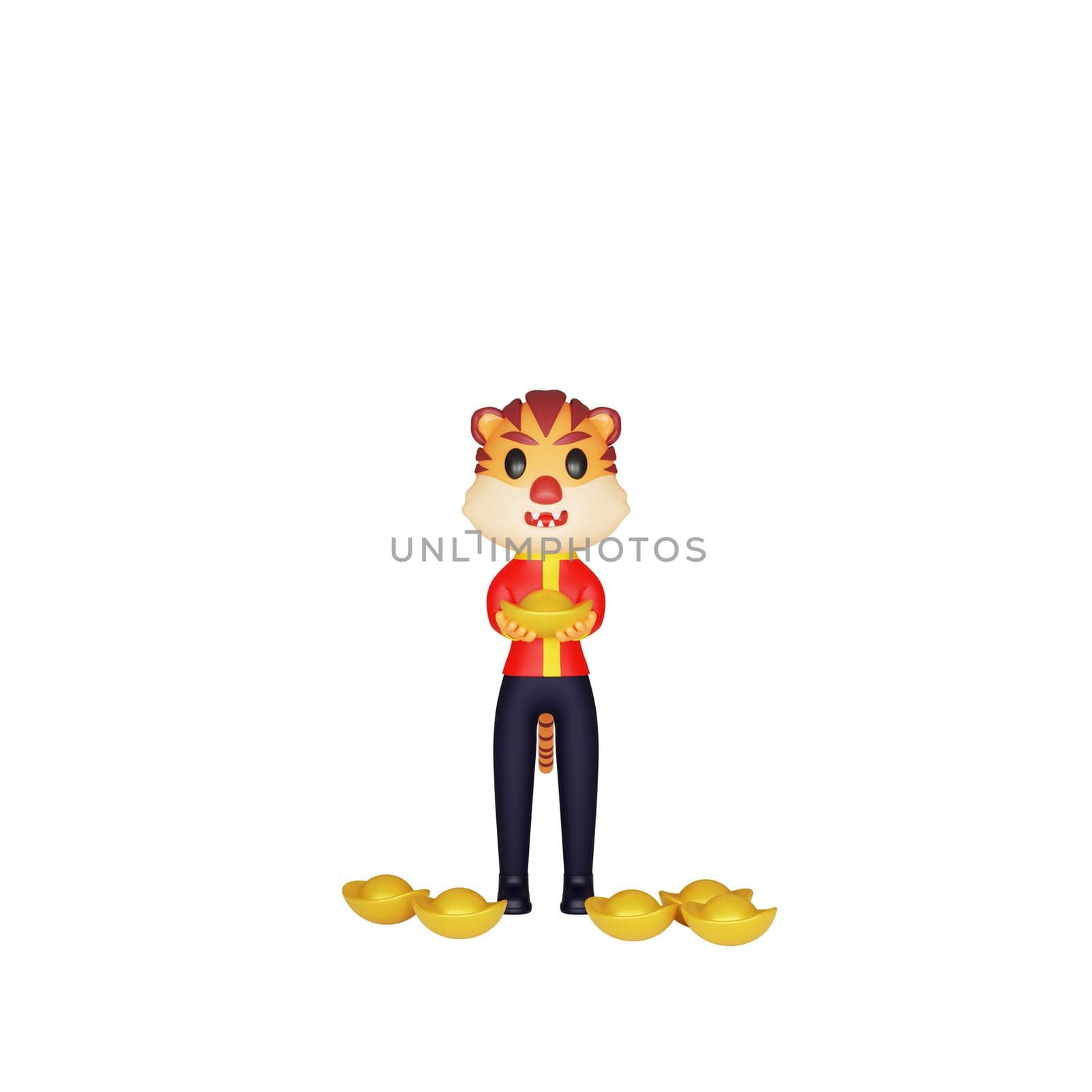 3d rendering of character tiger chinese new year concept
