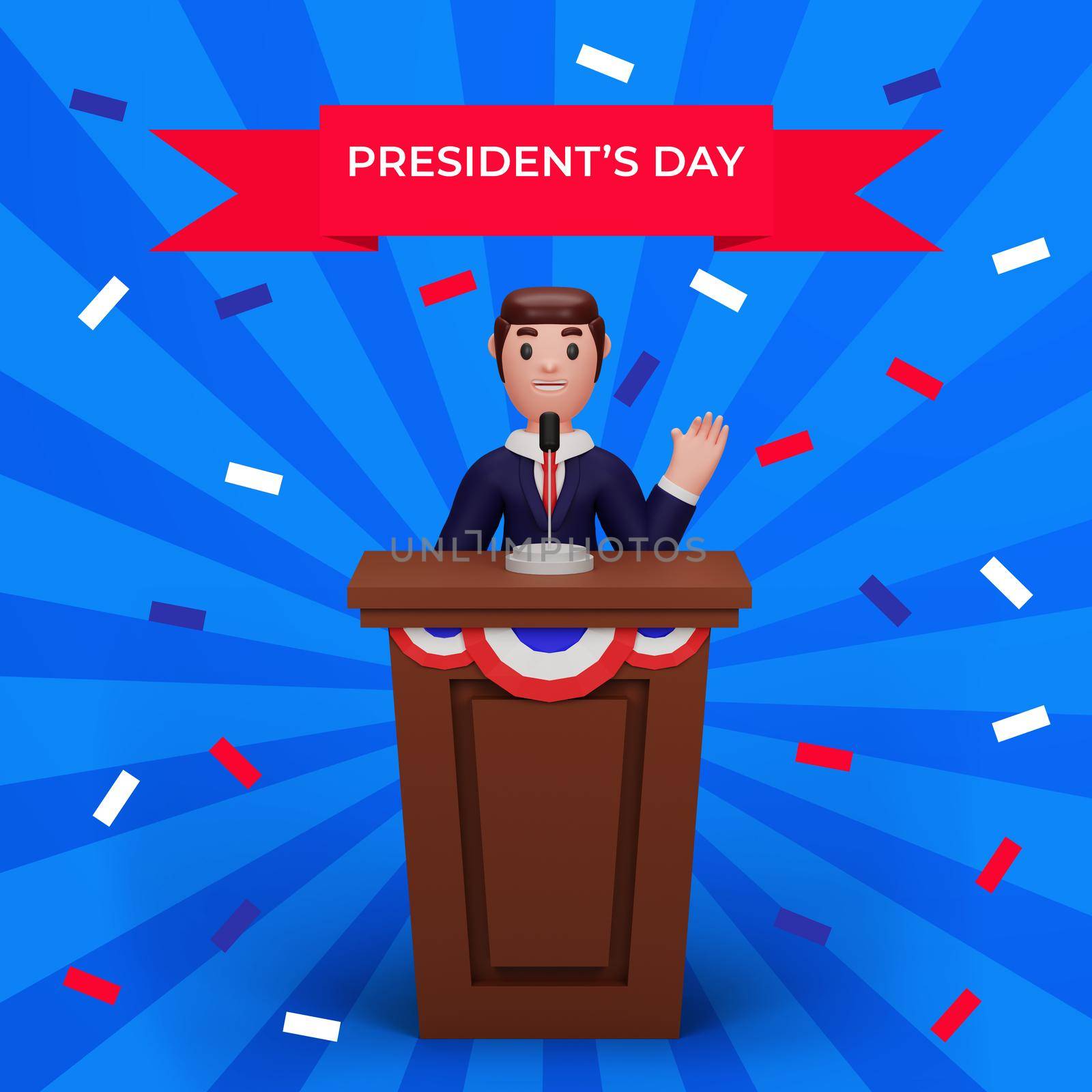 3d rendering of presidents day