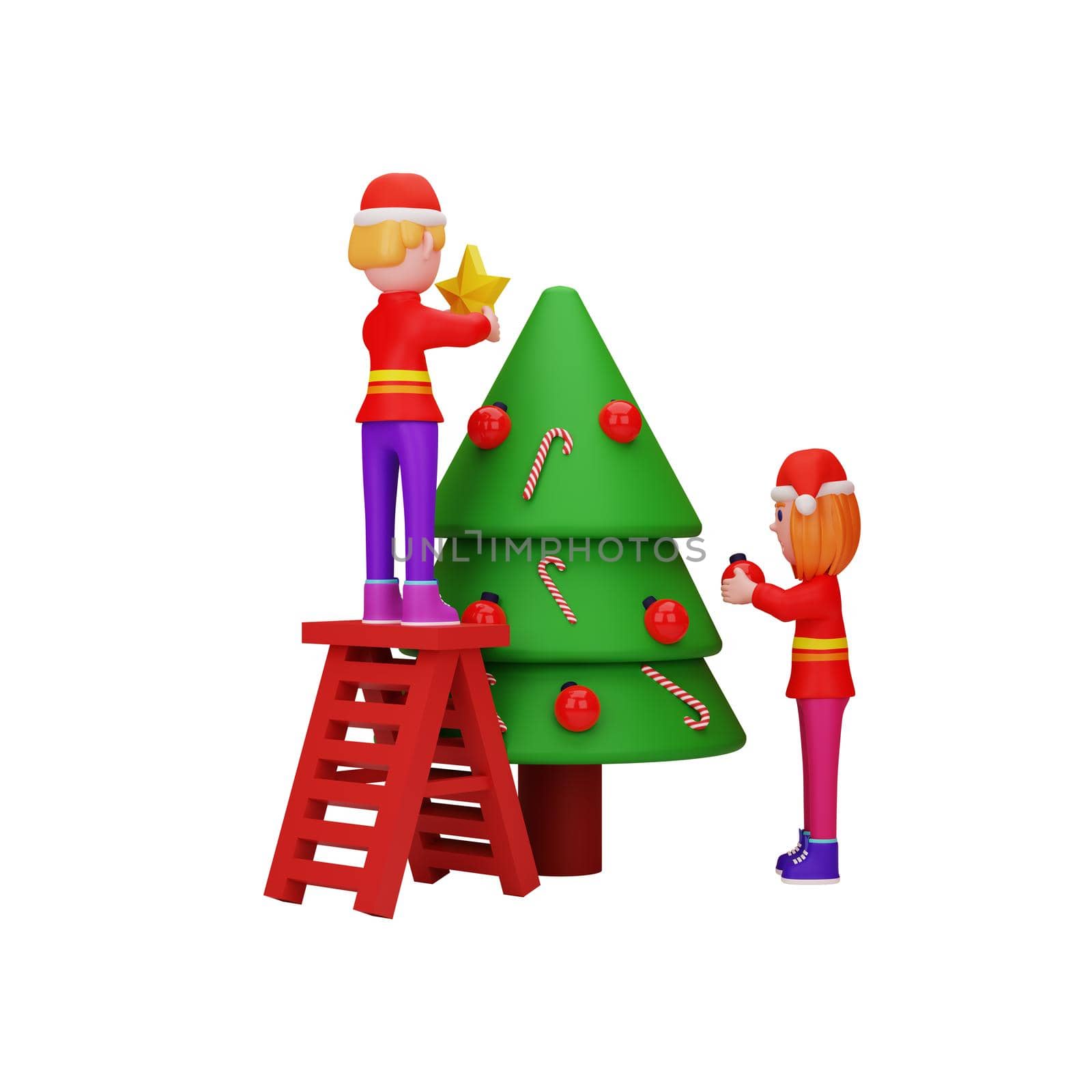 3d rendering with merry christmas and new year concept