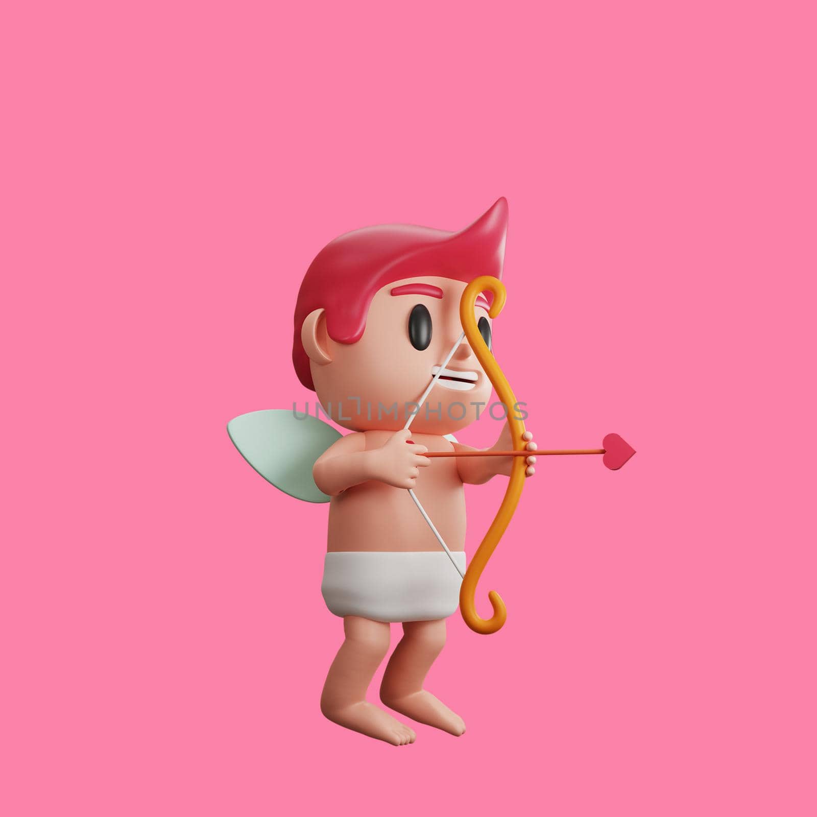 3d rendering of cupid character valentine's day concept