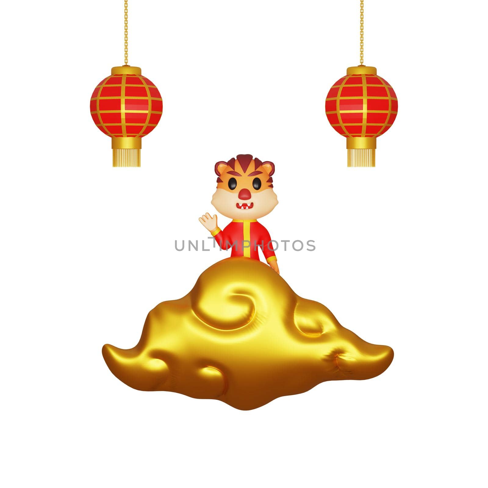3d rendering of character tiger chinese new year concept